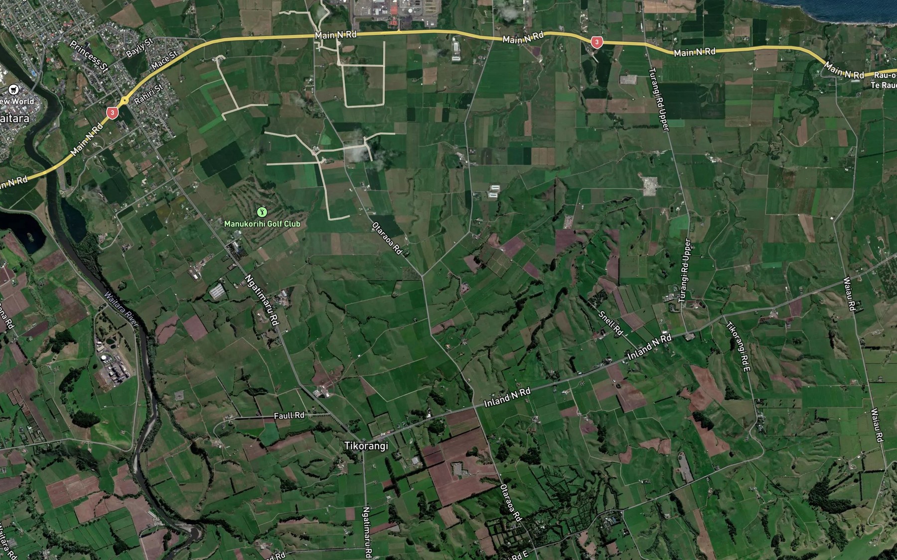 Satellite map of the Parahaki Stream