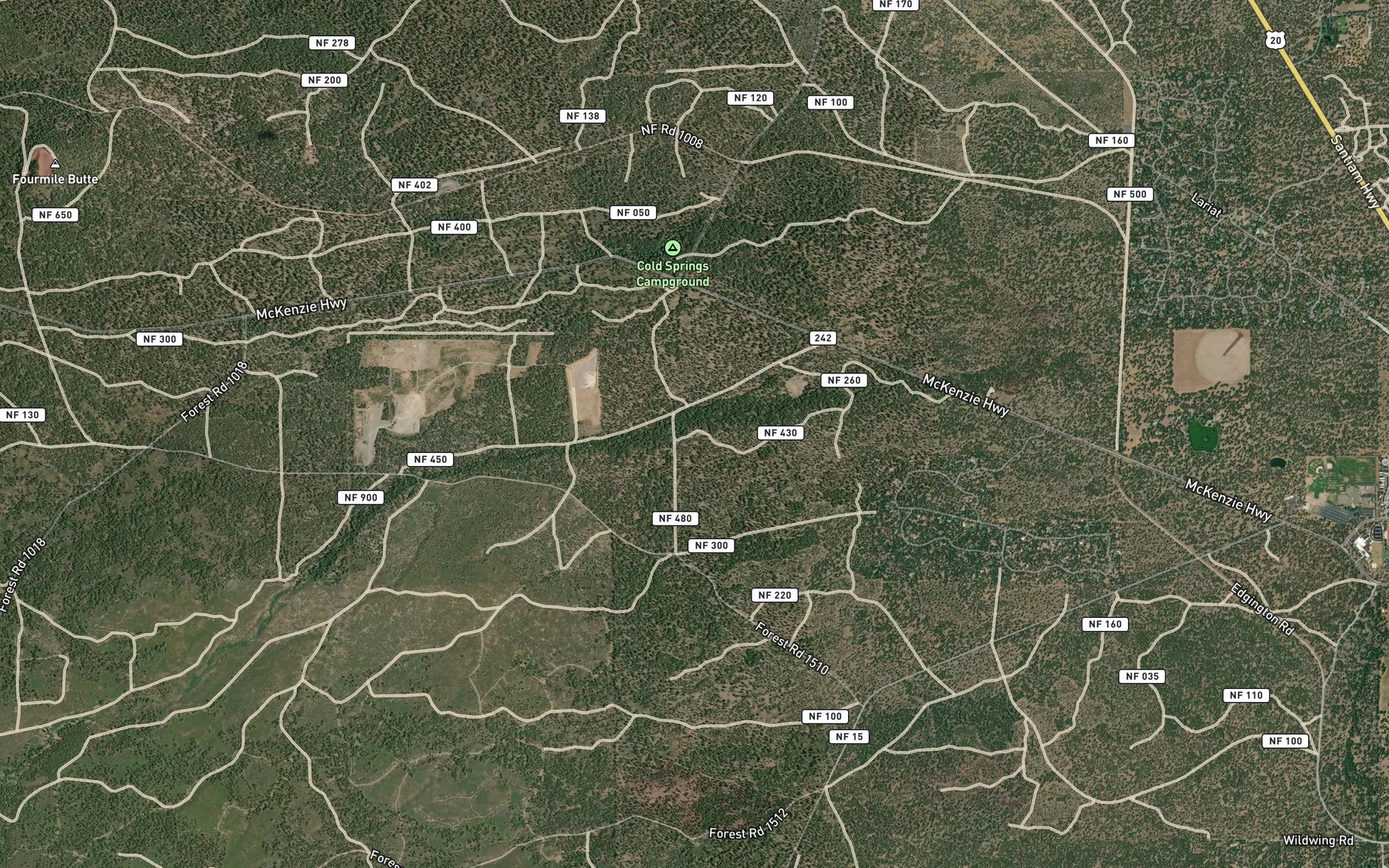 Satellite map of the Trout Creek