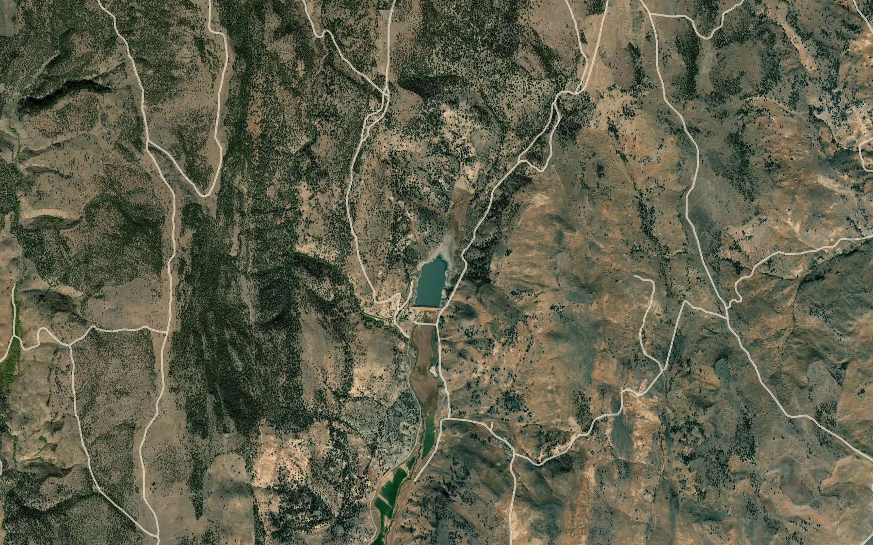 Satellite map of the Hunter Ranch Reservoir
