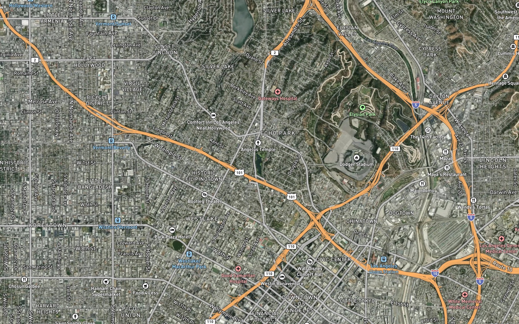 Satellite map of the Echo Lake