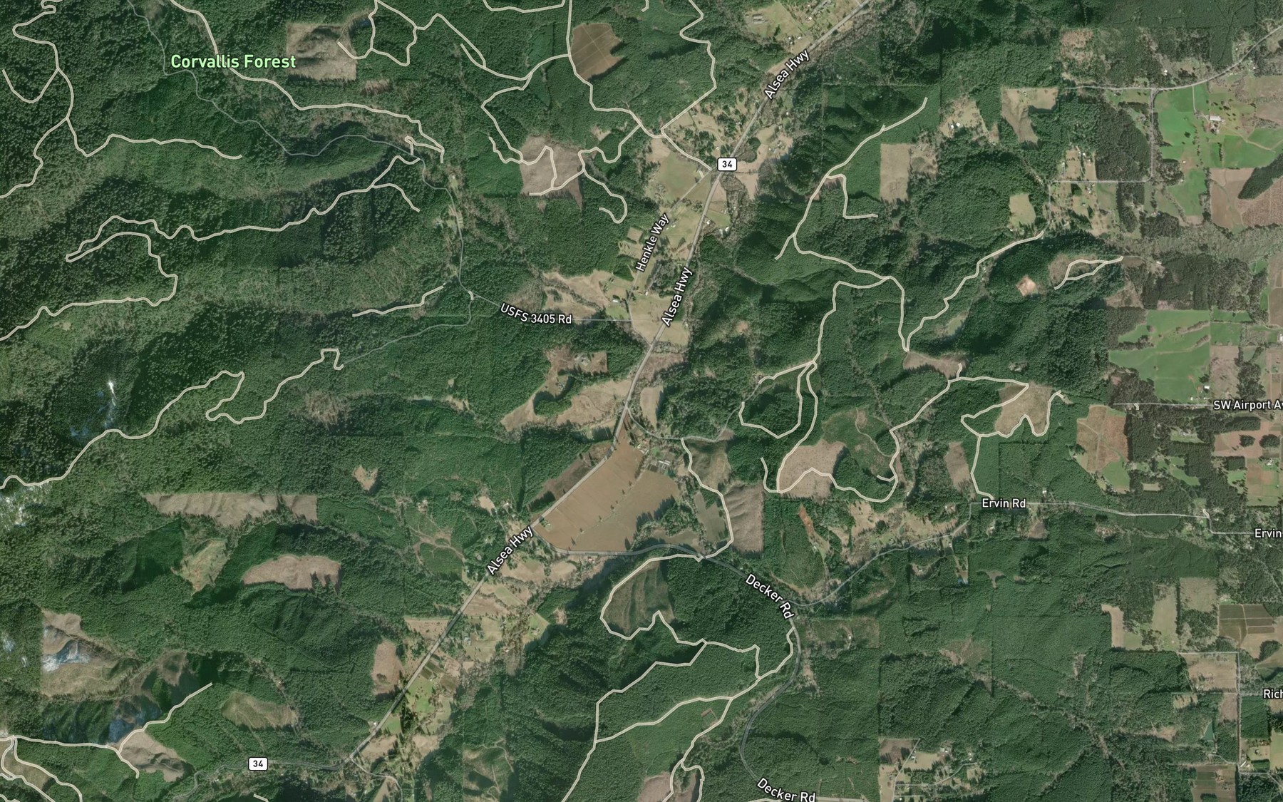 Satellite map of the Westwood Creek