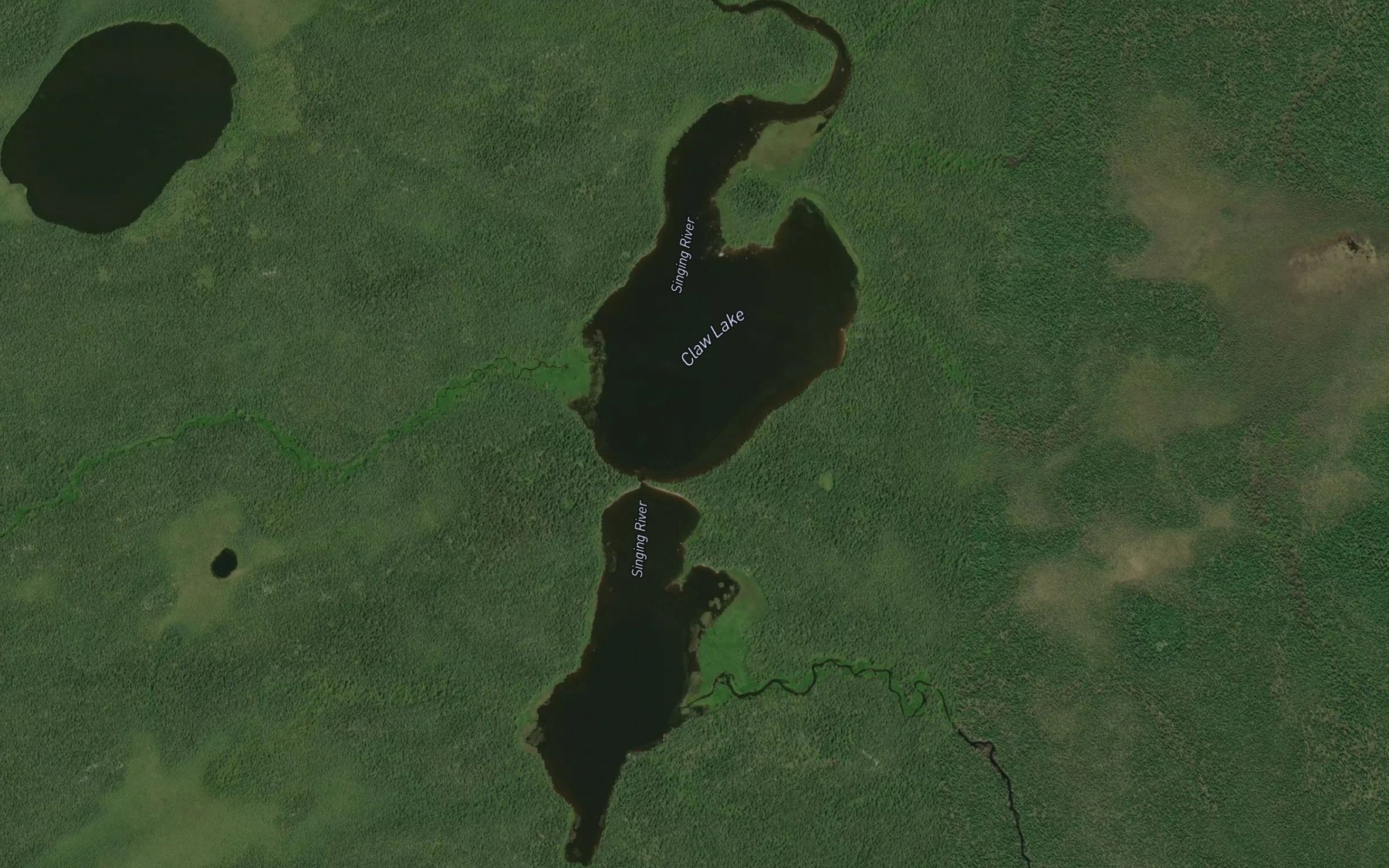 Satellite map of the Claw Lake