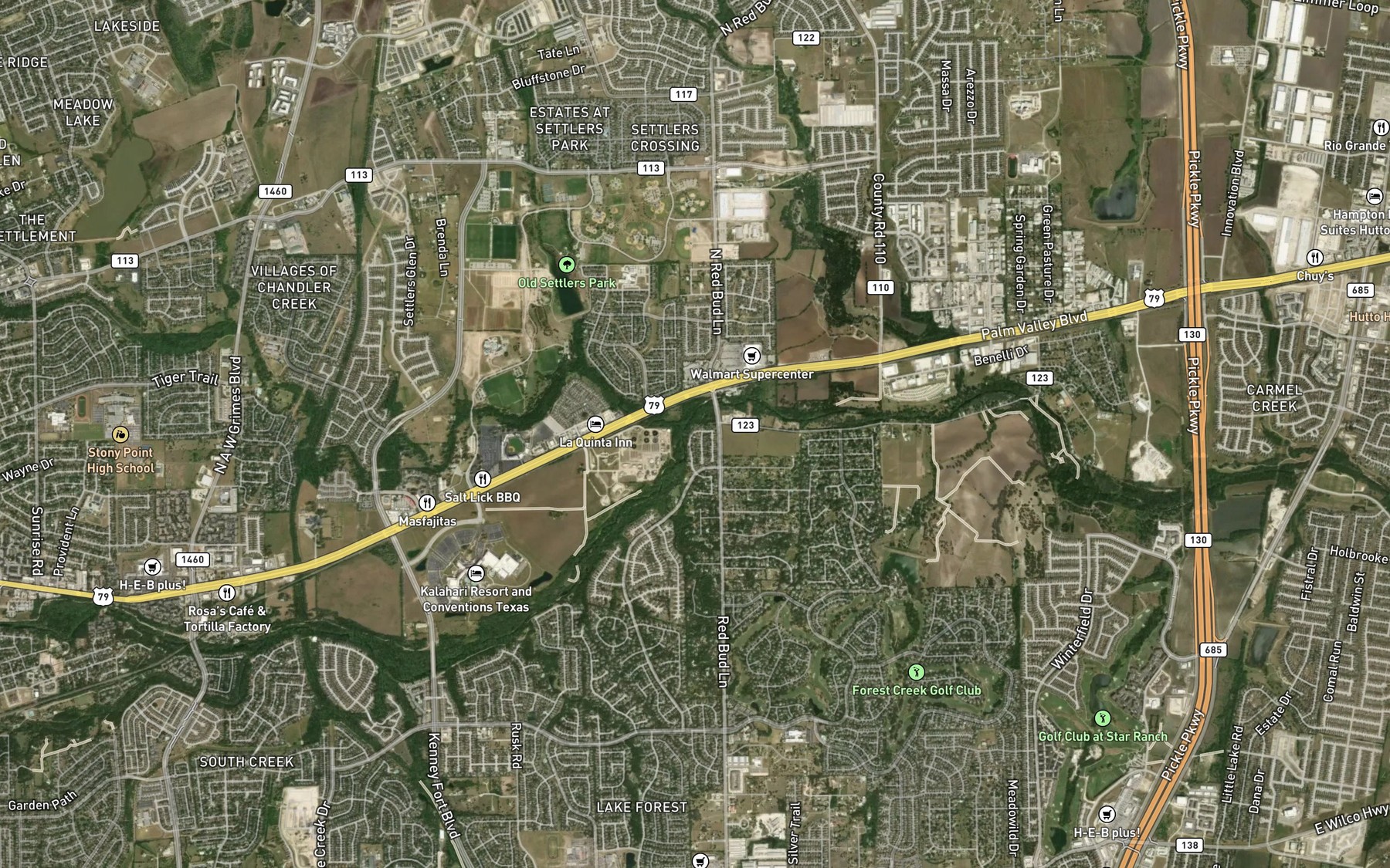 Satellite map of the Chandler Branch