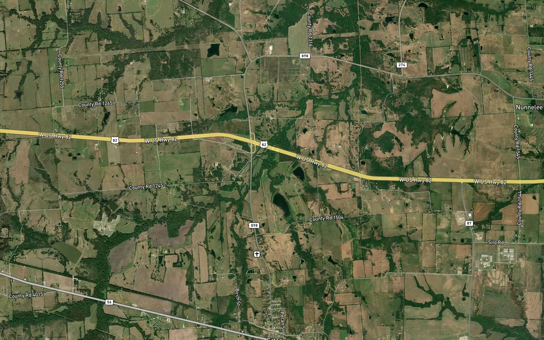 Satellite map of the Pecan Branch