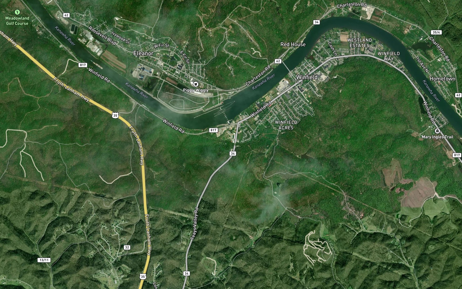 Satellite map of the Long Branch