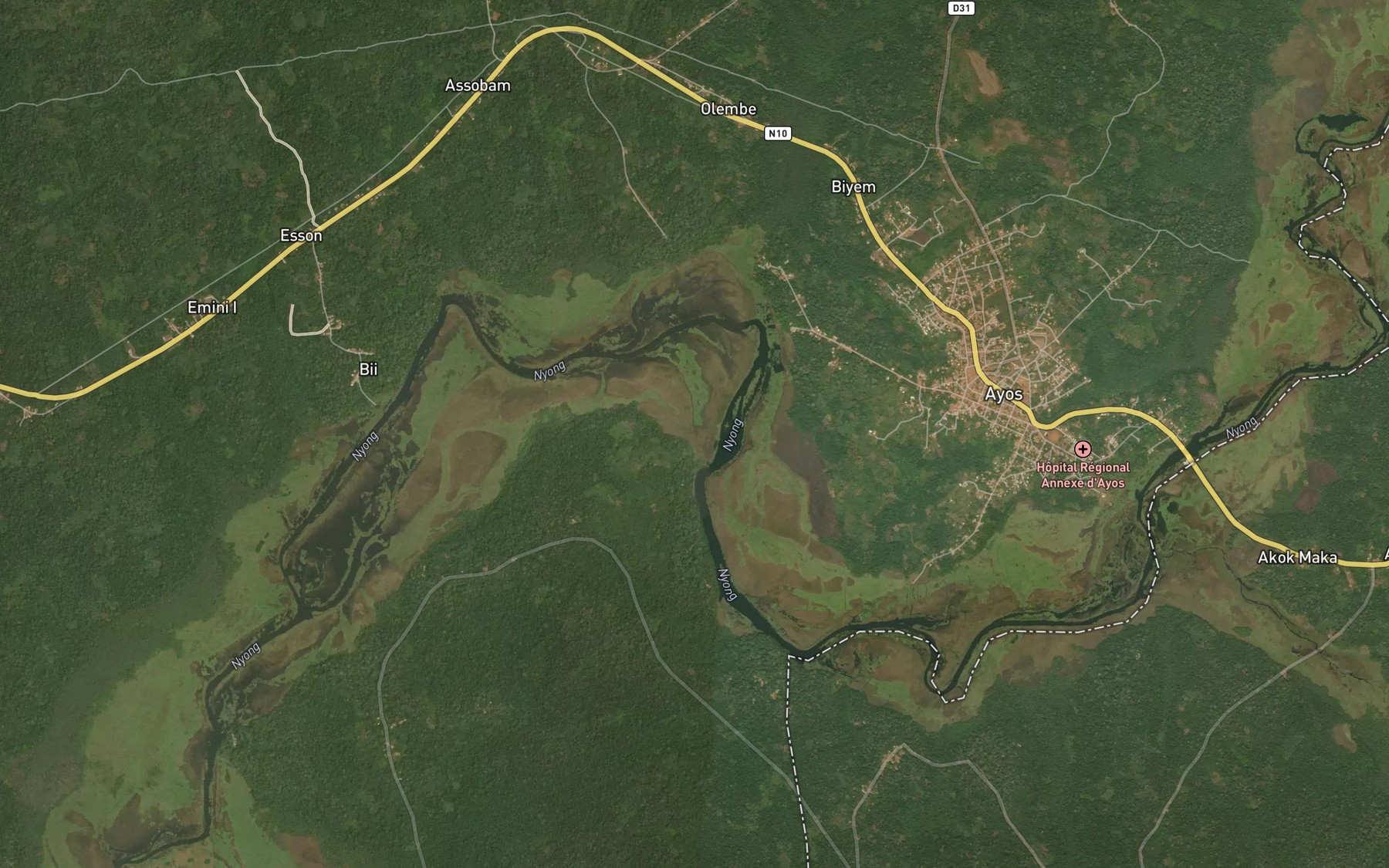 Satellite map of the Ya