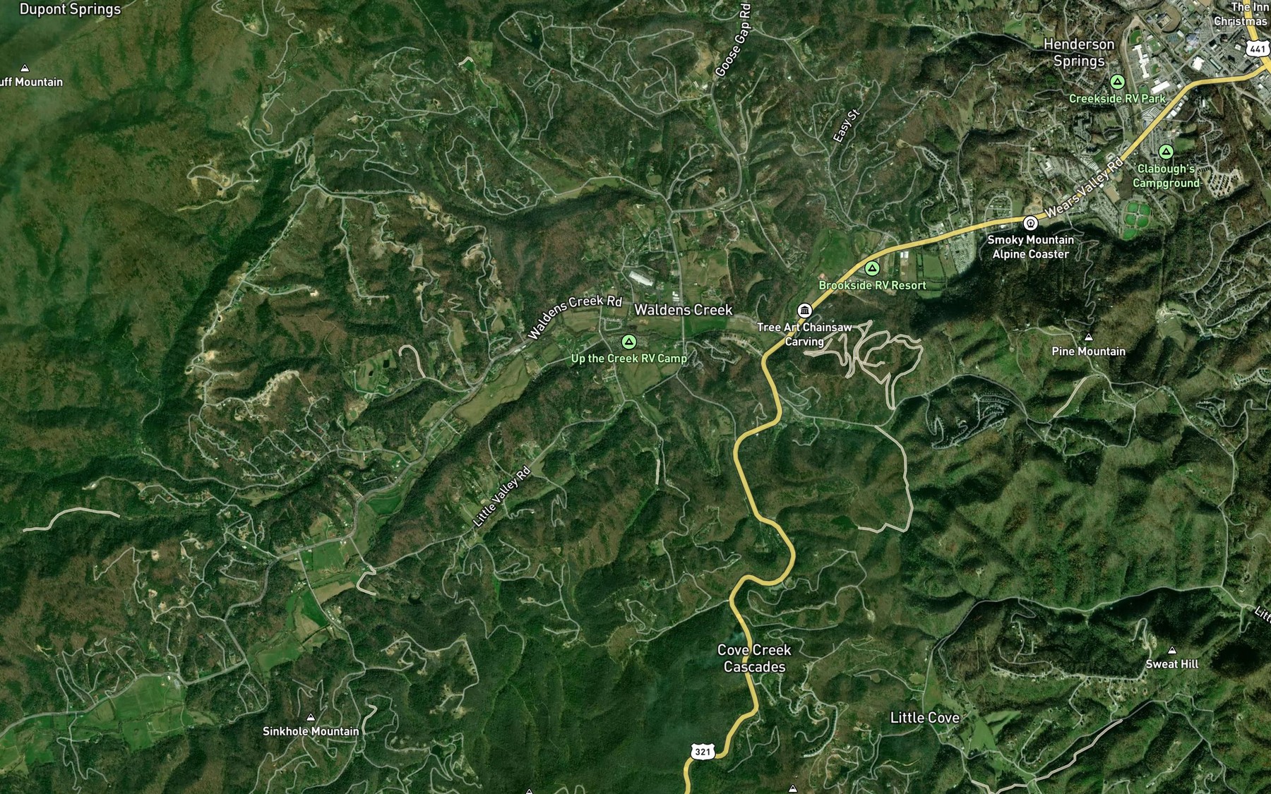 Satellite map of the Valley Branch