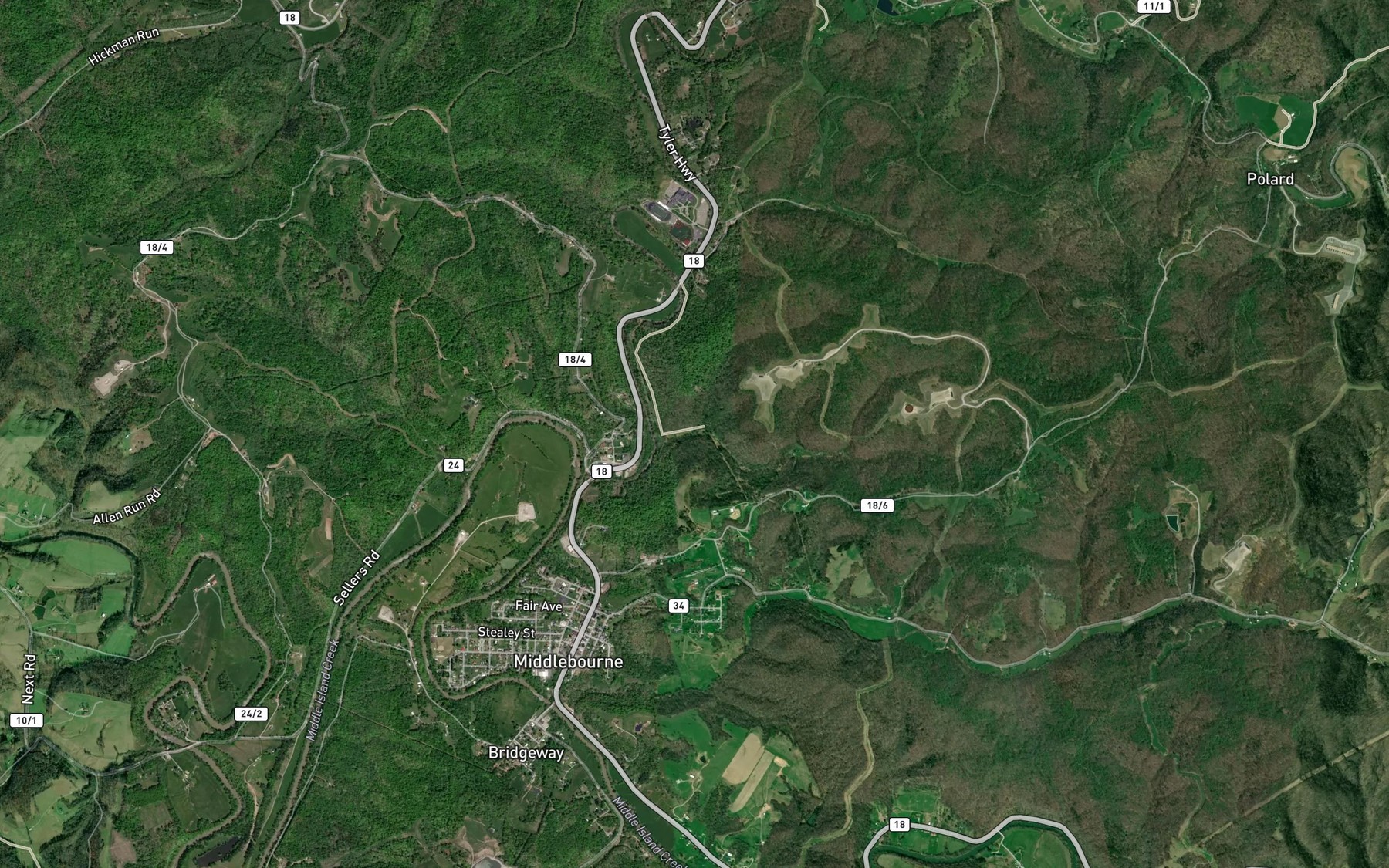 Satellite map of the Wolf Run