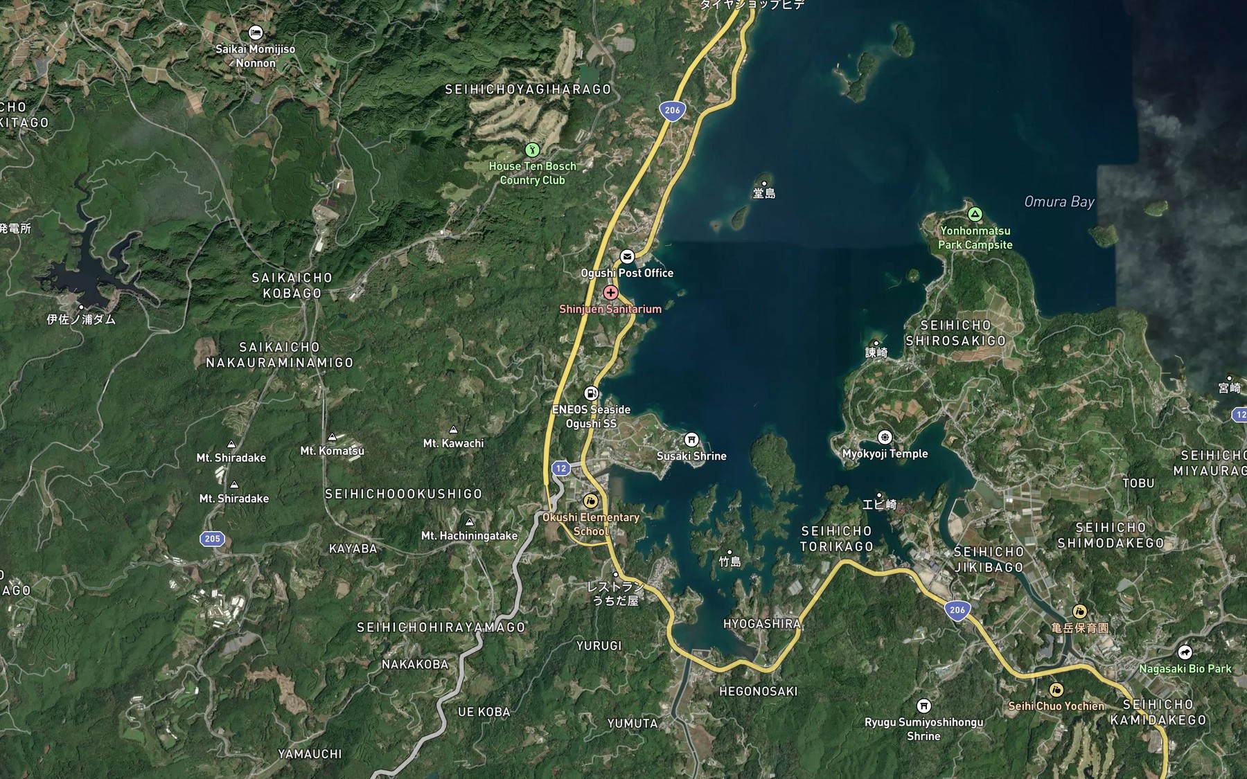 Satellite map of the Okushi-wan