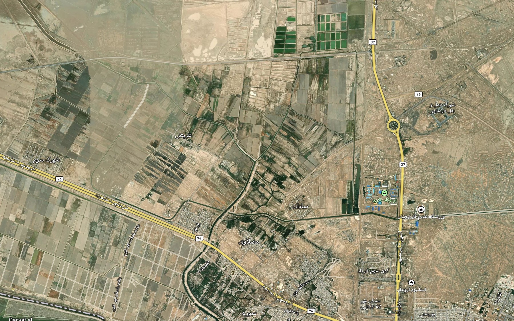 Satellite map of the Nahr-e Abu Jadi`