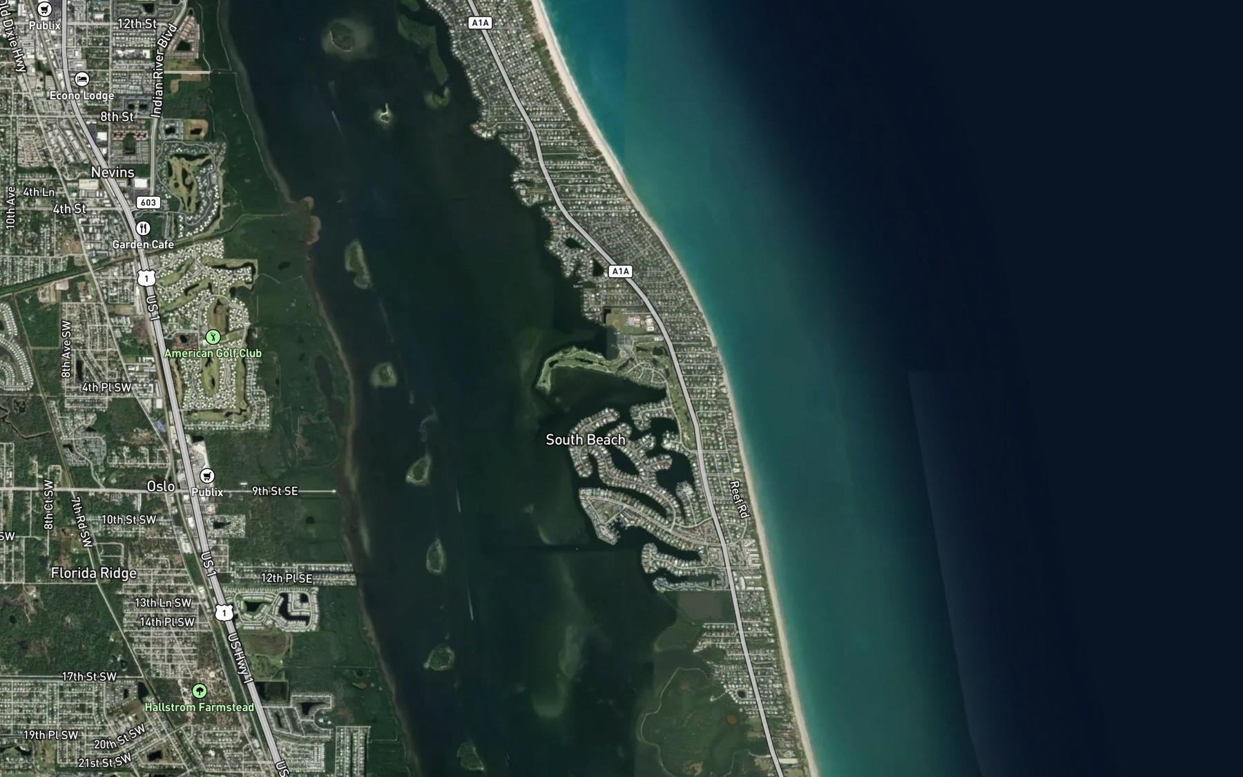 Satellite map of the Porpoise Bay