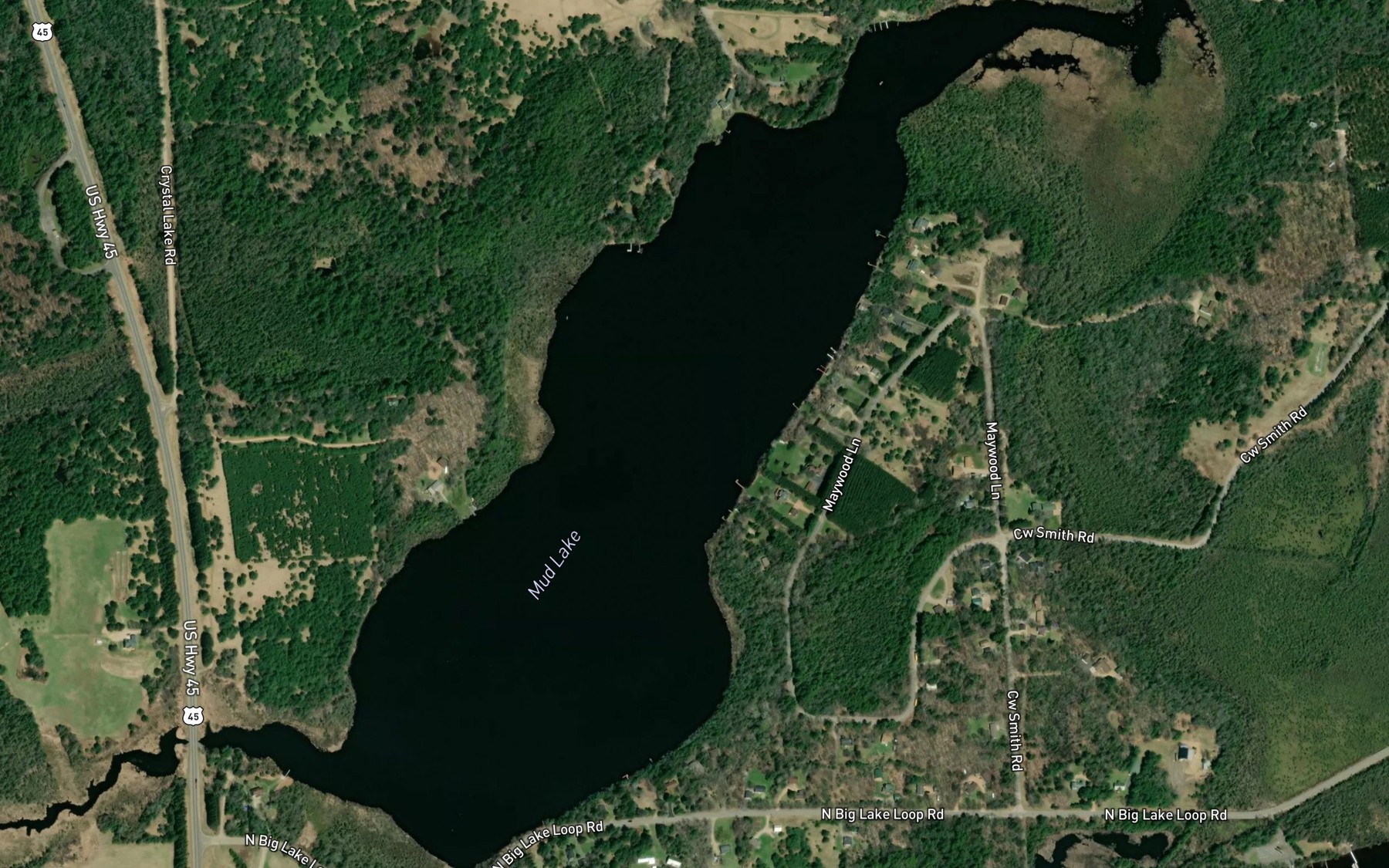 Satellite map of the Mud Lake
