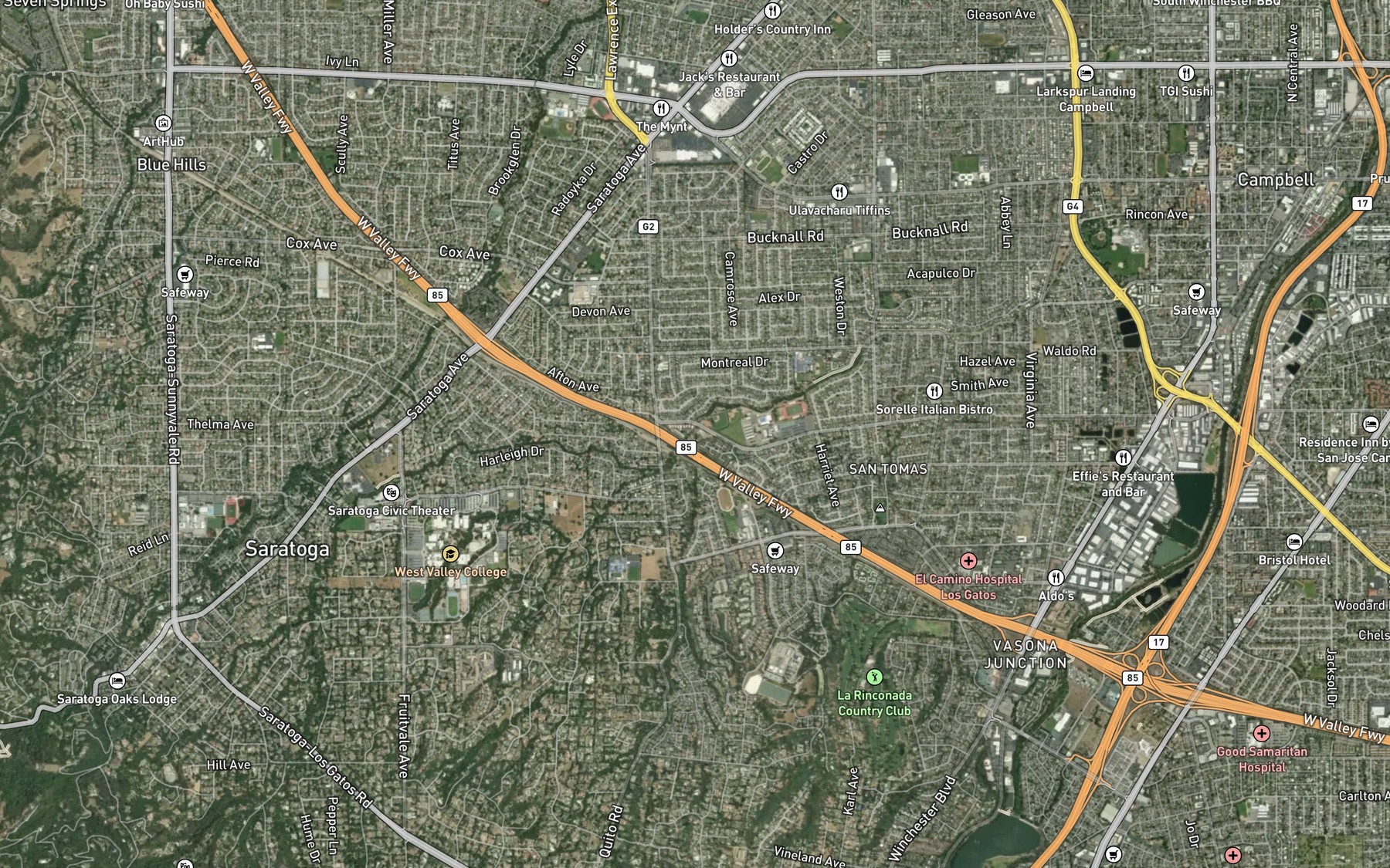 Satellite map of the Wildcat Creek