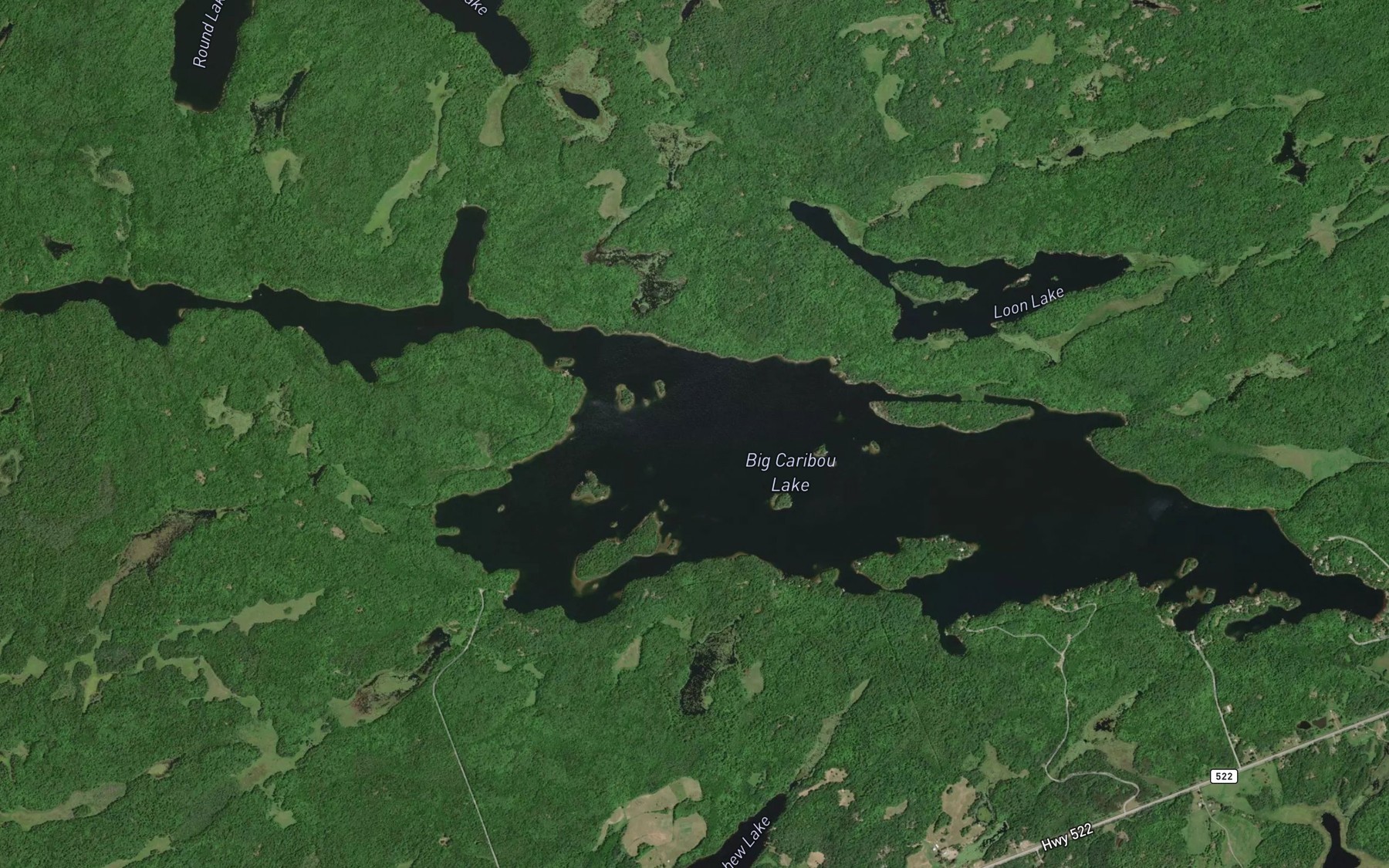 Satellite map of the Big Caribou Lake