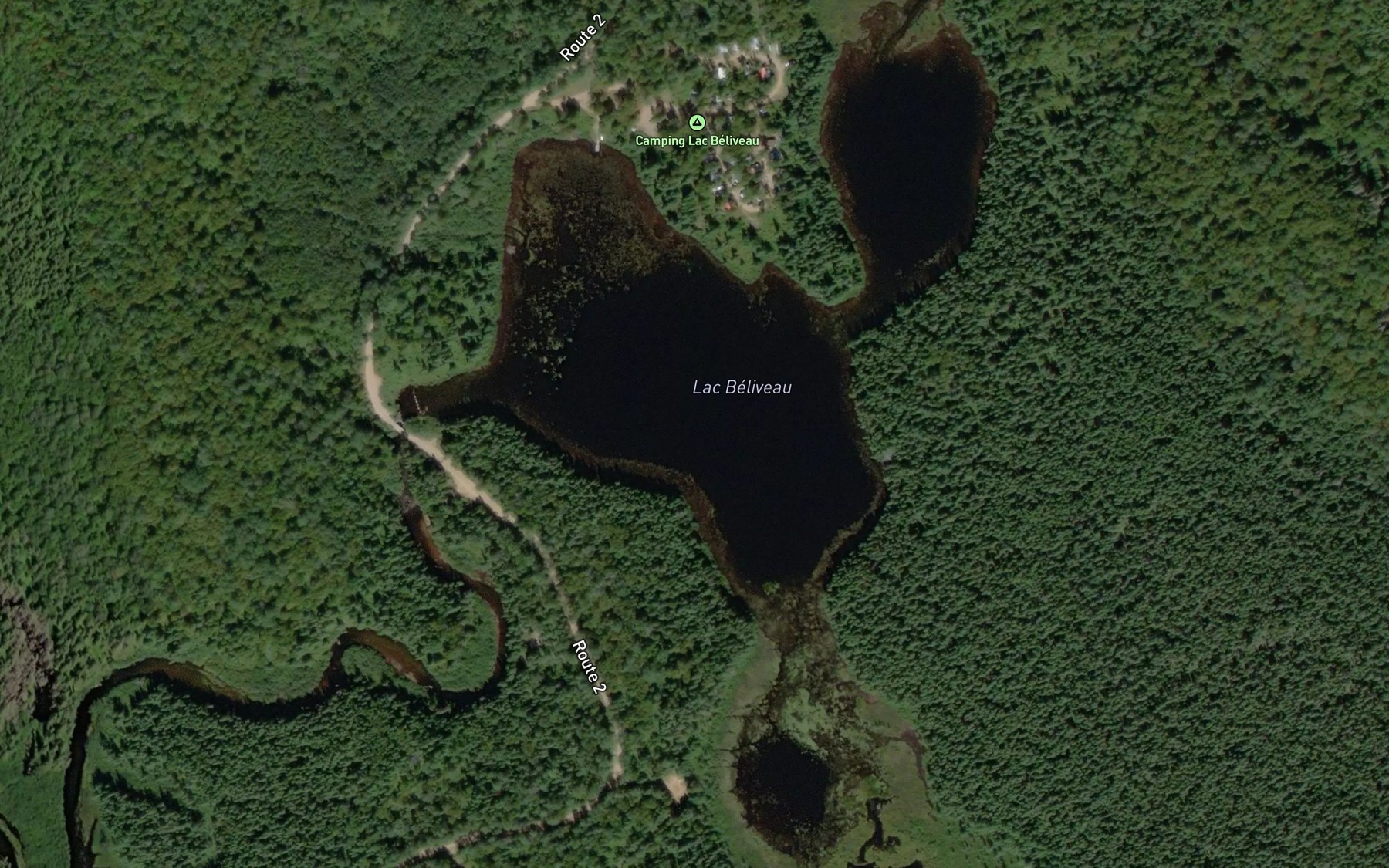 Satellite map of the Lac Beliveau