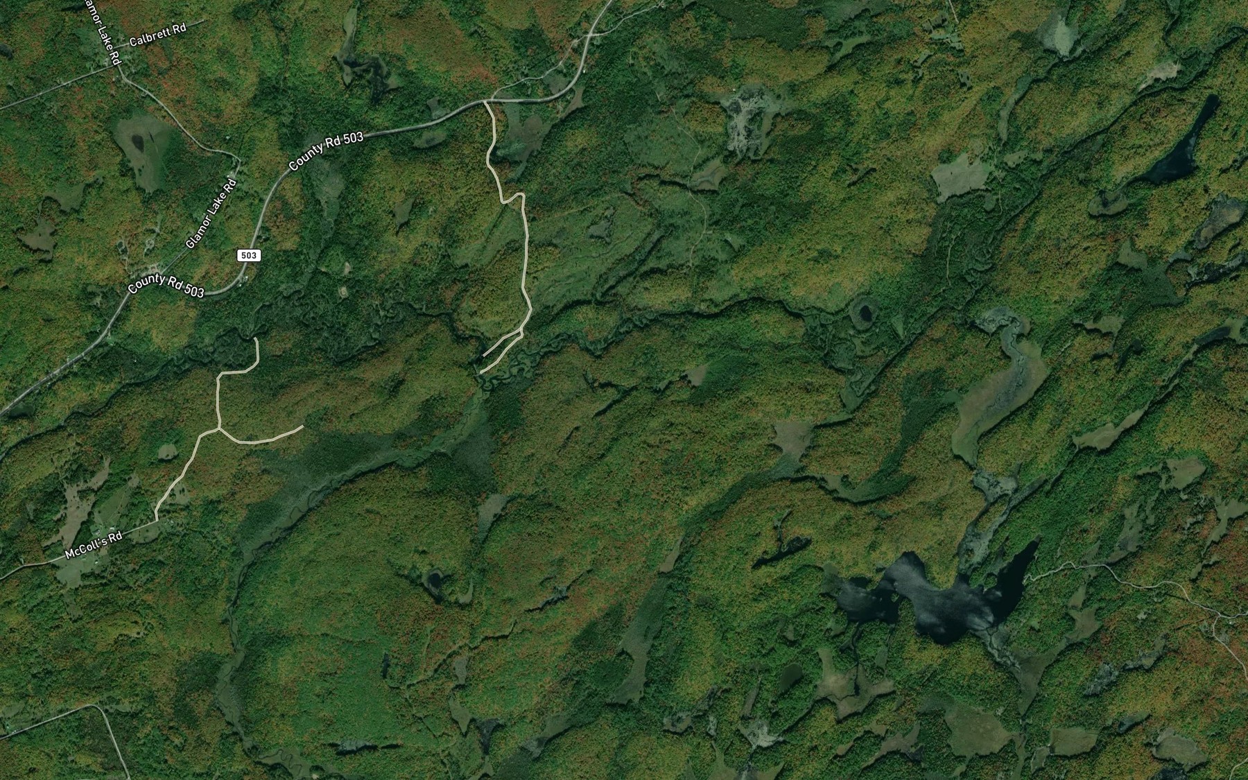 Satellite map of the Laronde Creek