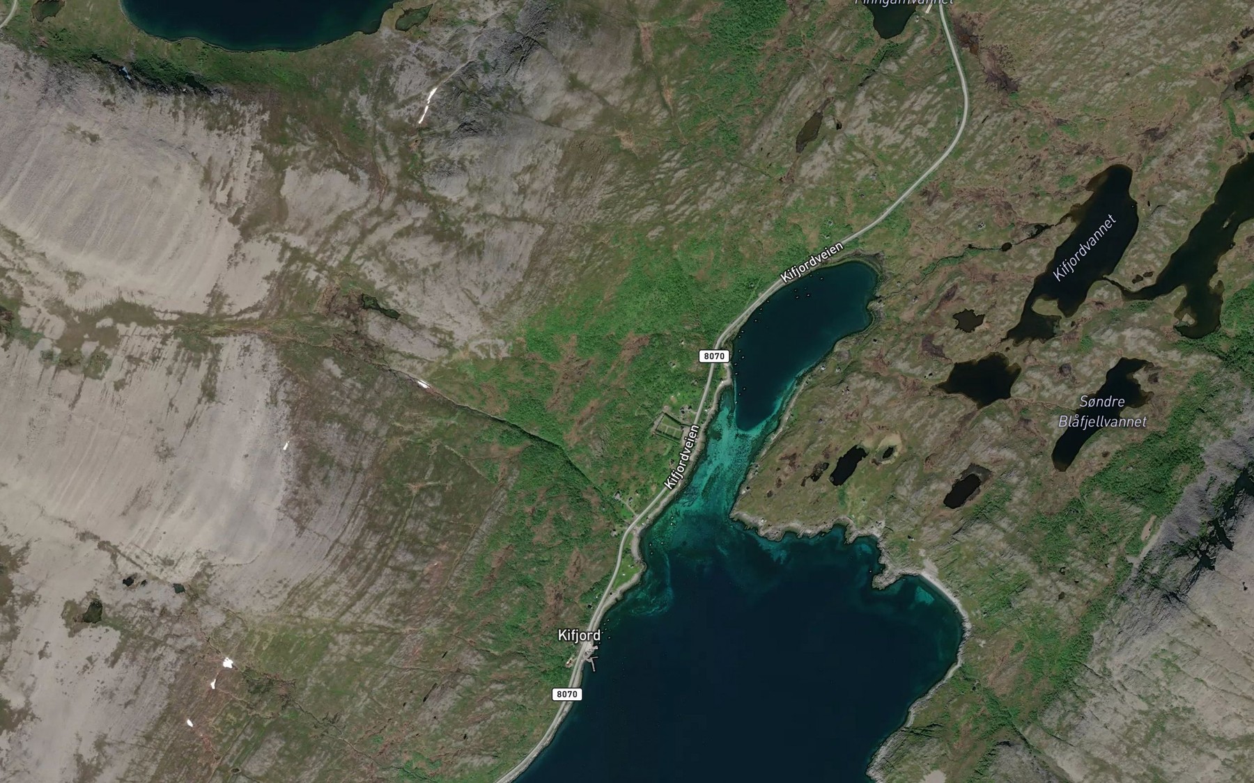 Satellite map of the Skjellelva
