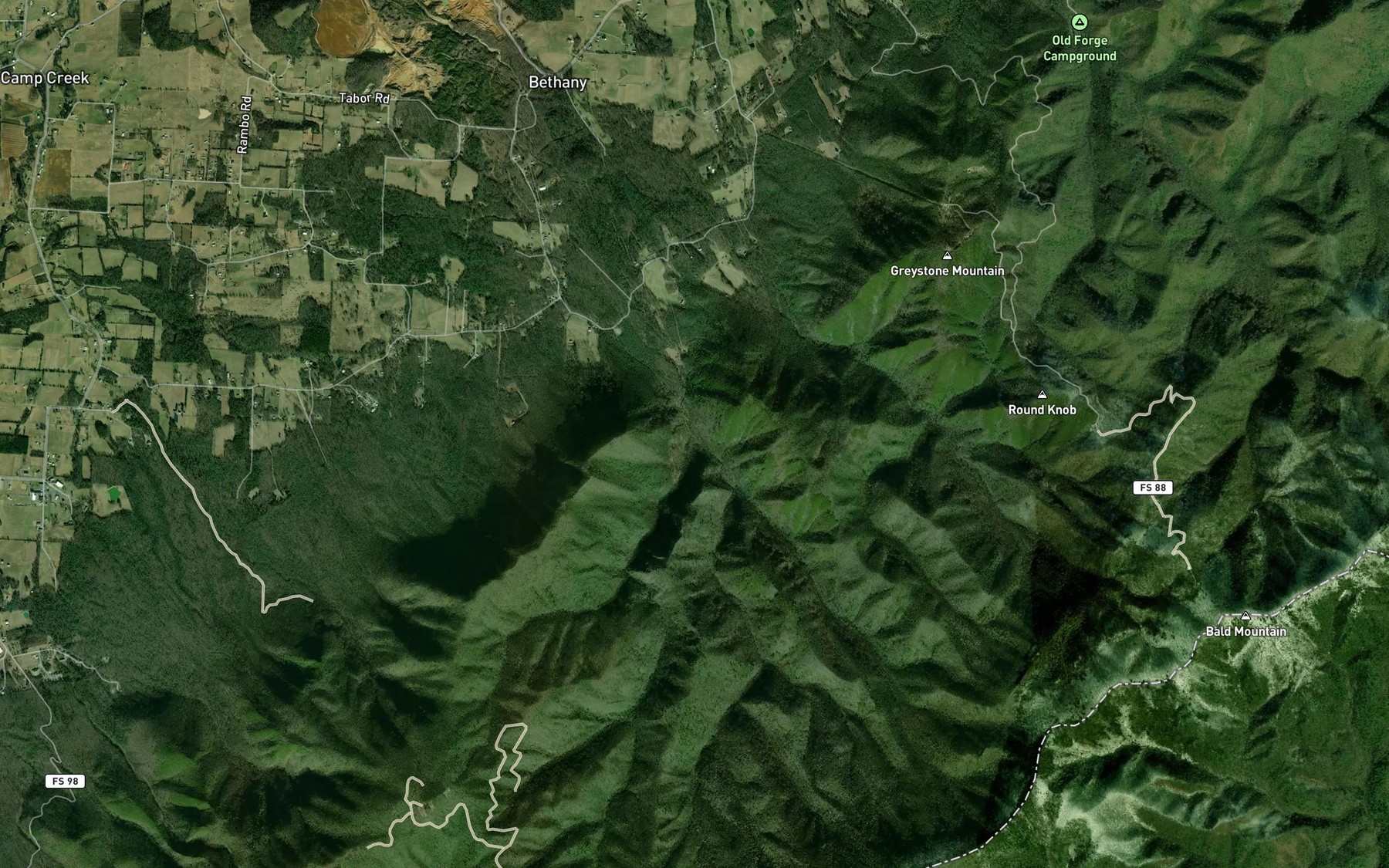 Satellite map of the West Fork Dry Creek