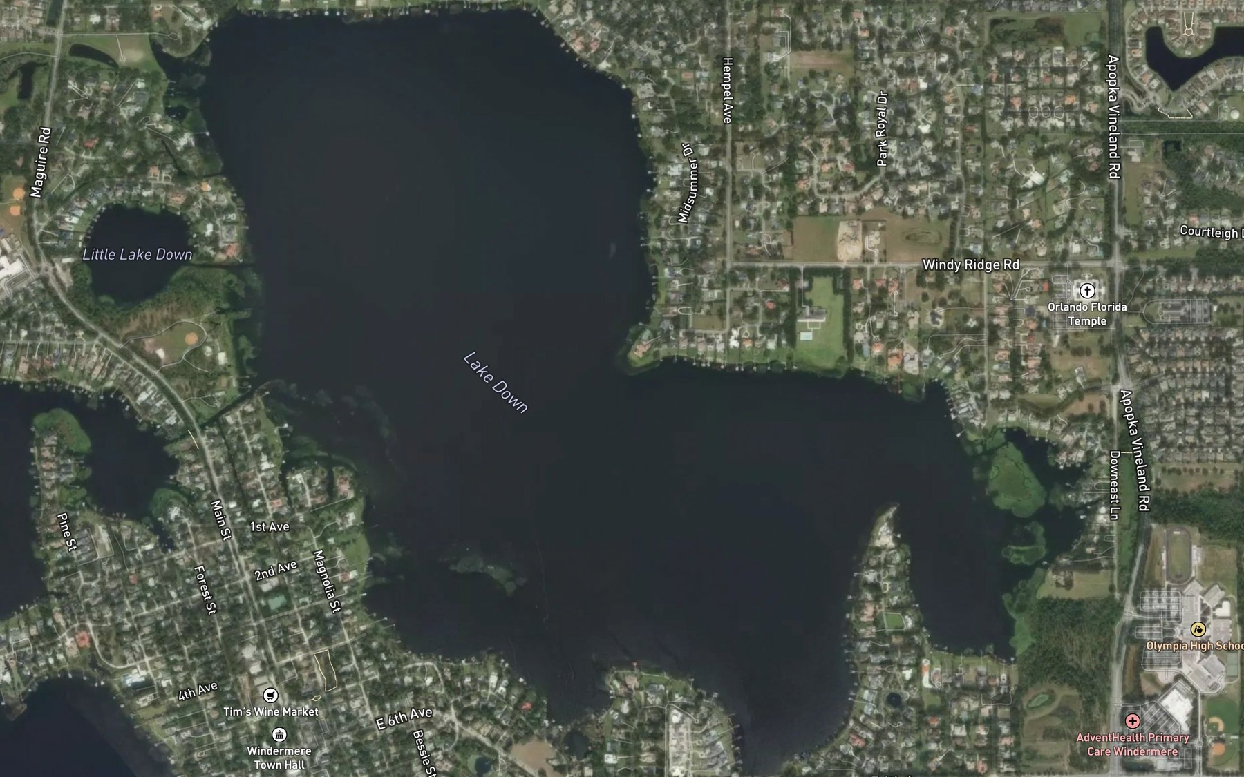 Satellite map of the Lake Down