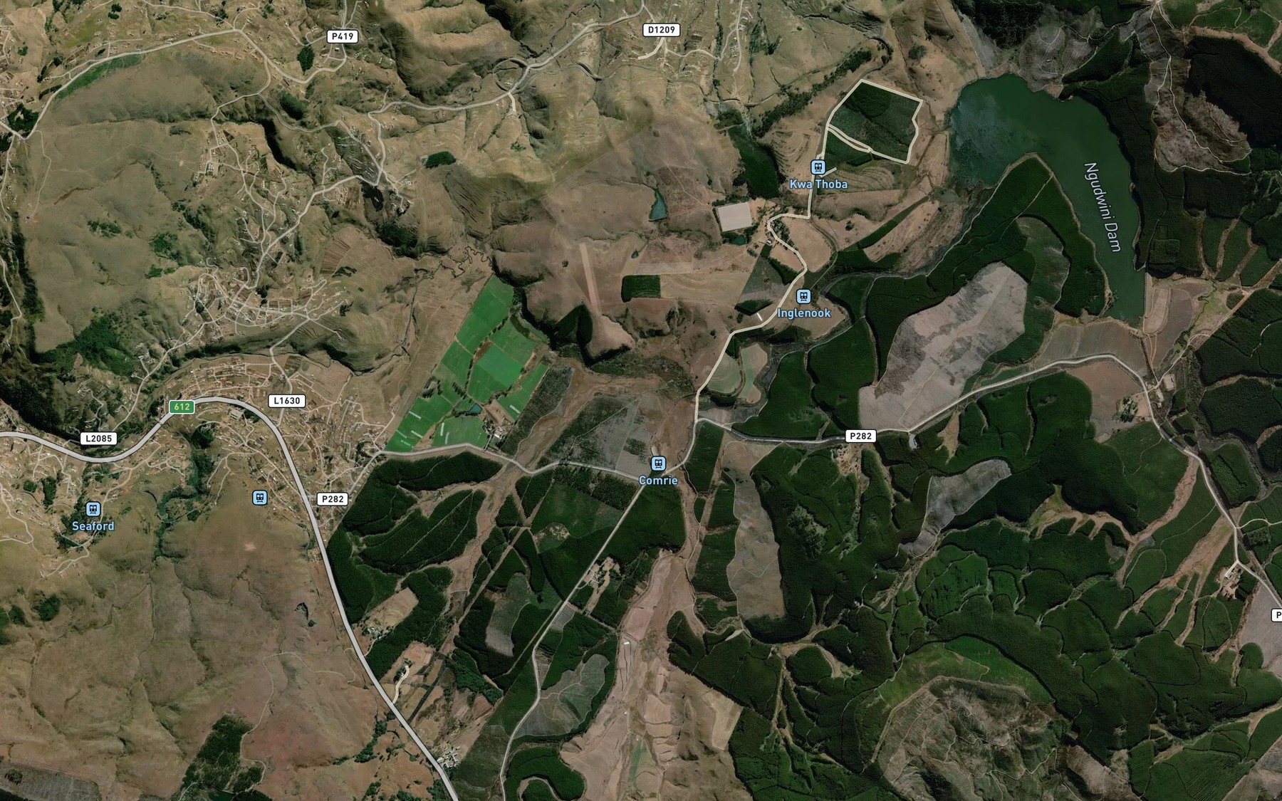 Satellite map of the Mfolozi