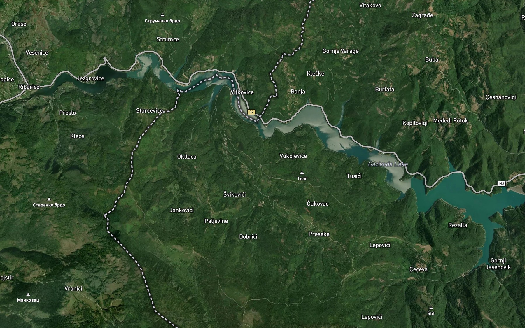 Satellite map of the Josanski Potok