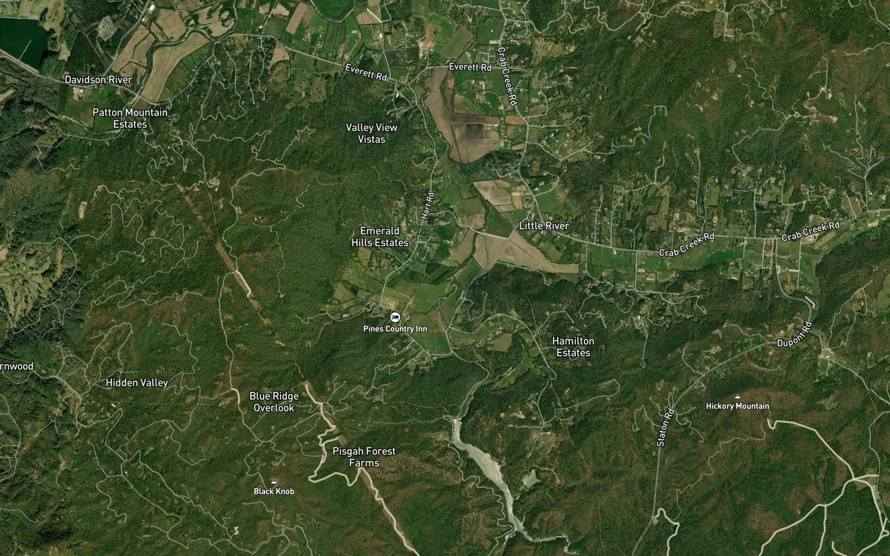 Satellite map of the Hawkins Branch