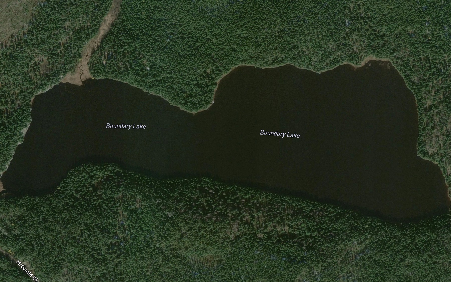 Satellite map of the Boundary Lake