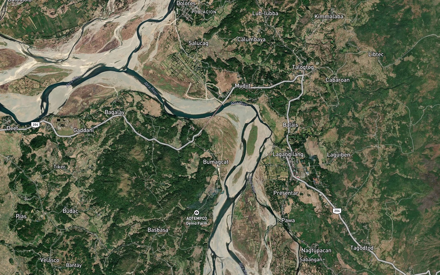 Satellite map of the Baaz River