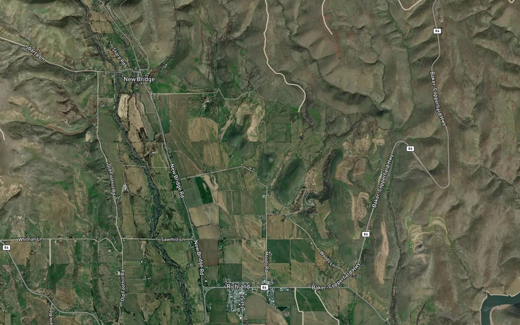 Satellite map of the Newt Young Ditch