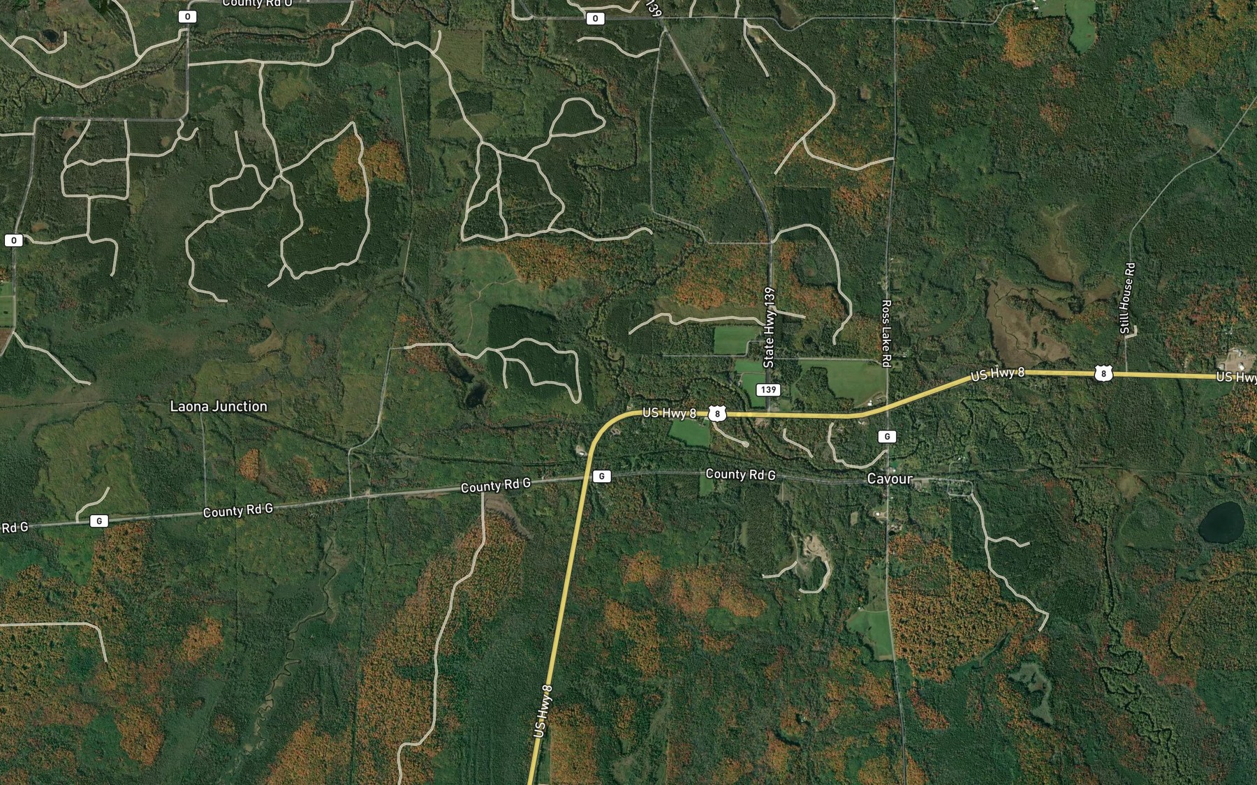Satellite map of the Camp Eight Creek