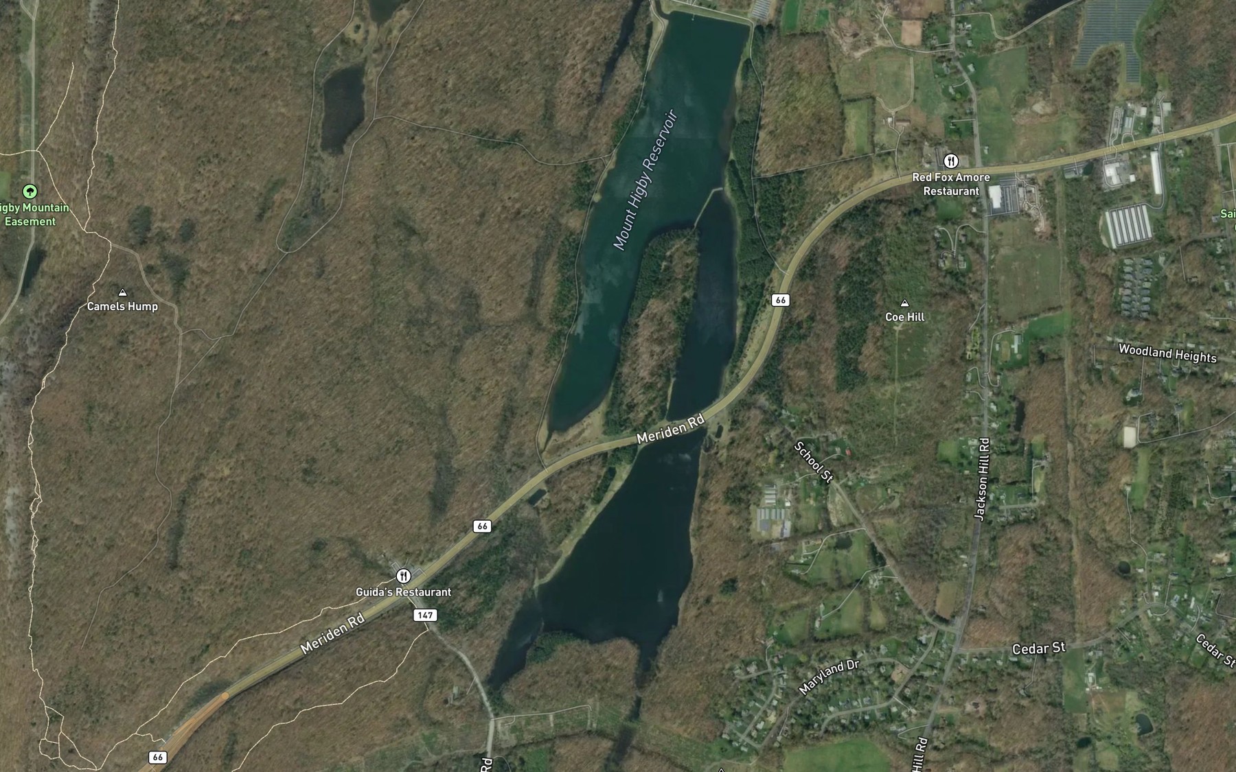 Satellite map of the Mount Higby Reservoir