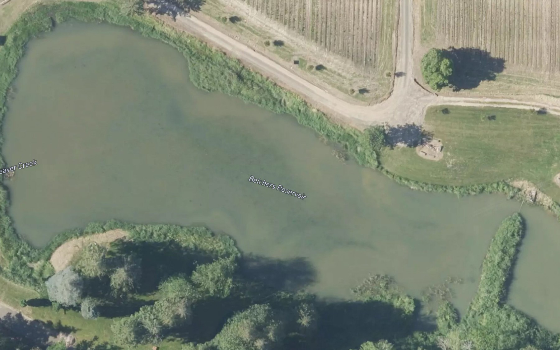 Satellite map of the Belchers Reservoir