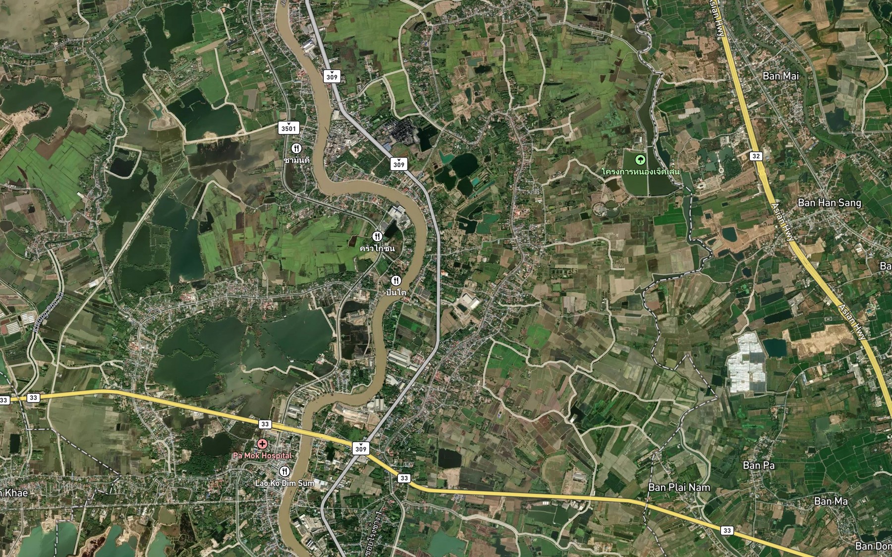 Satellite map of the Khlong Norasing