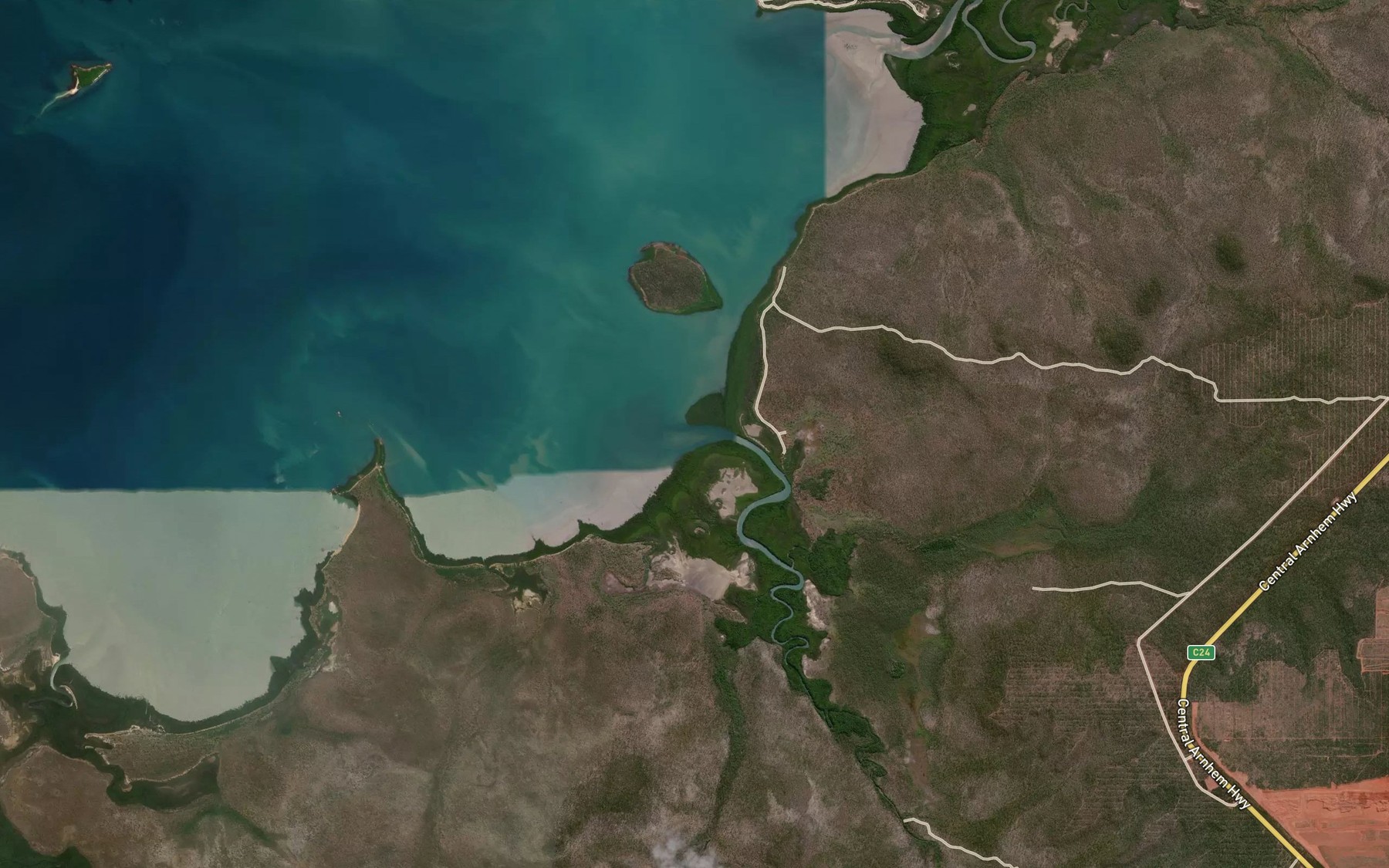 Satellite map of the Latram River