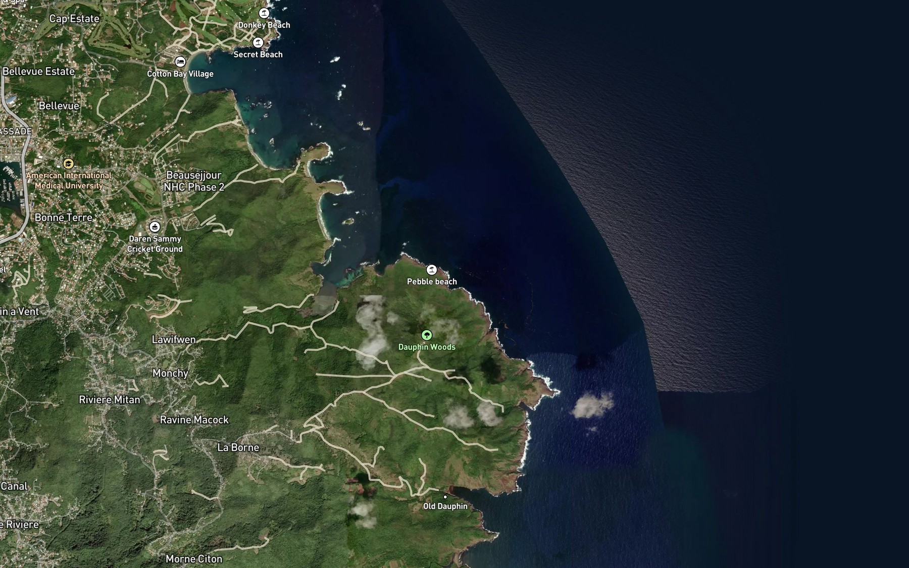 Satellite map of the Anse Falaise