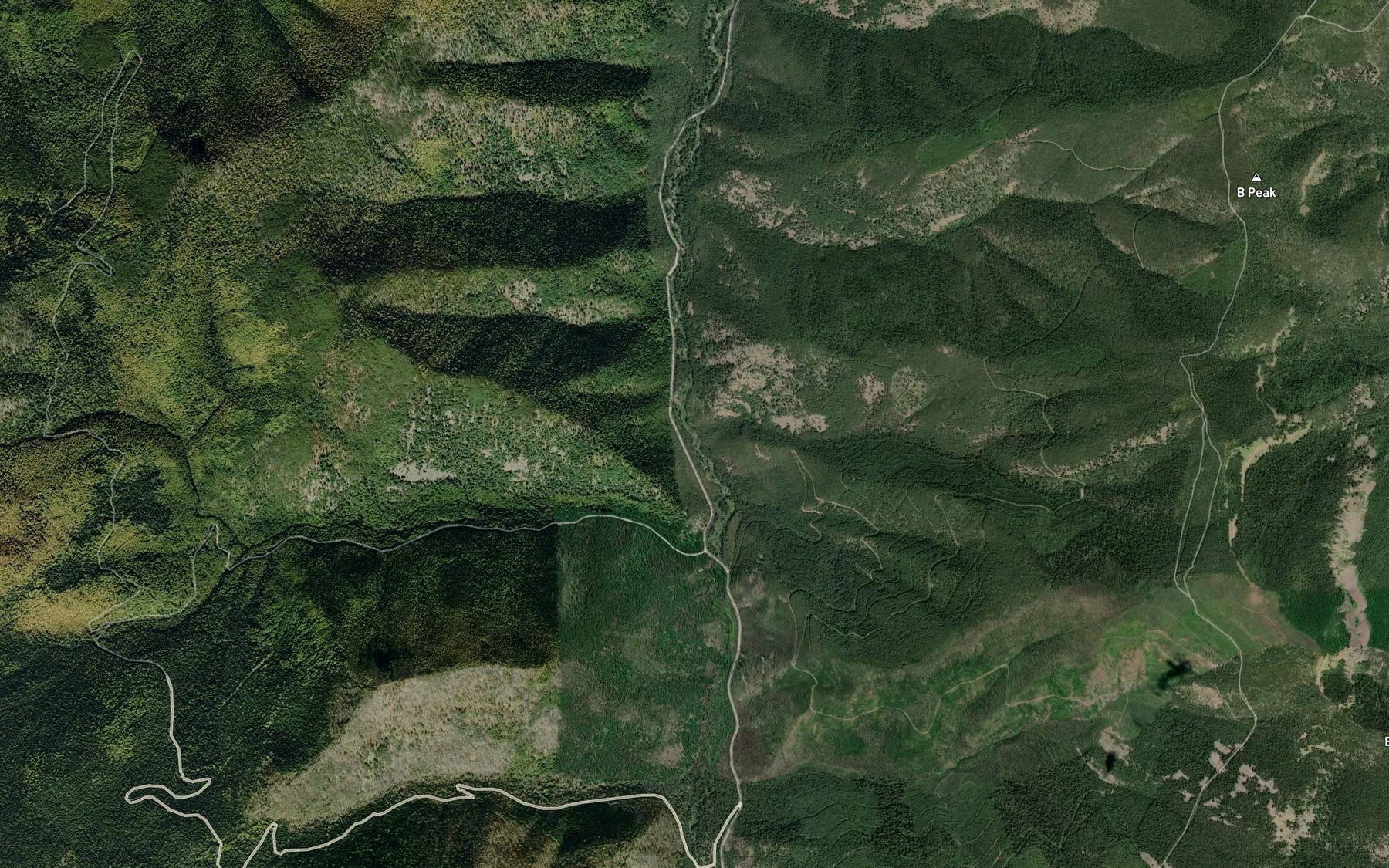 Satellite map of the Toboggan Creek