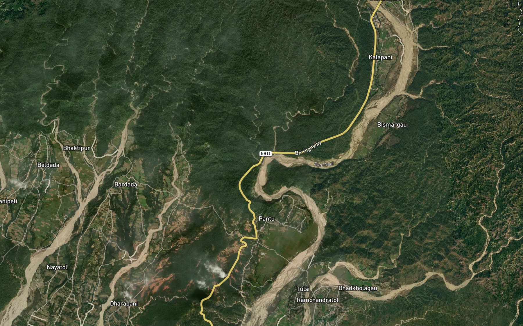 Satellite map of the Bhokte Khola
