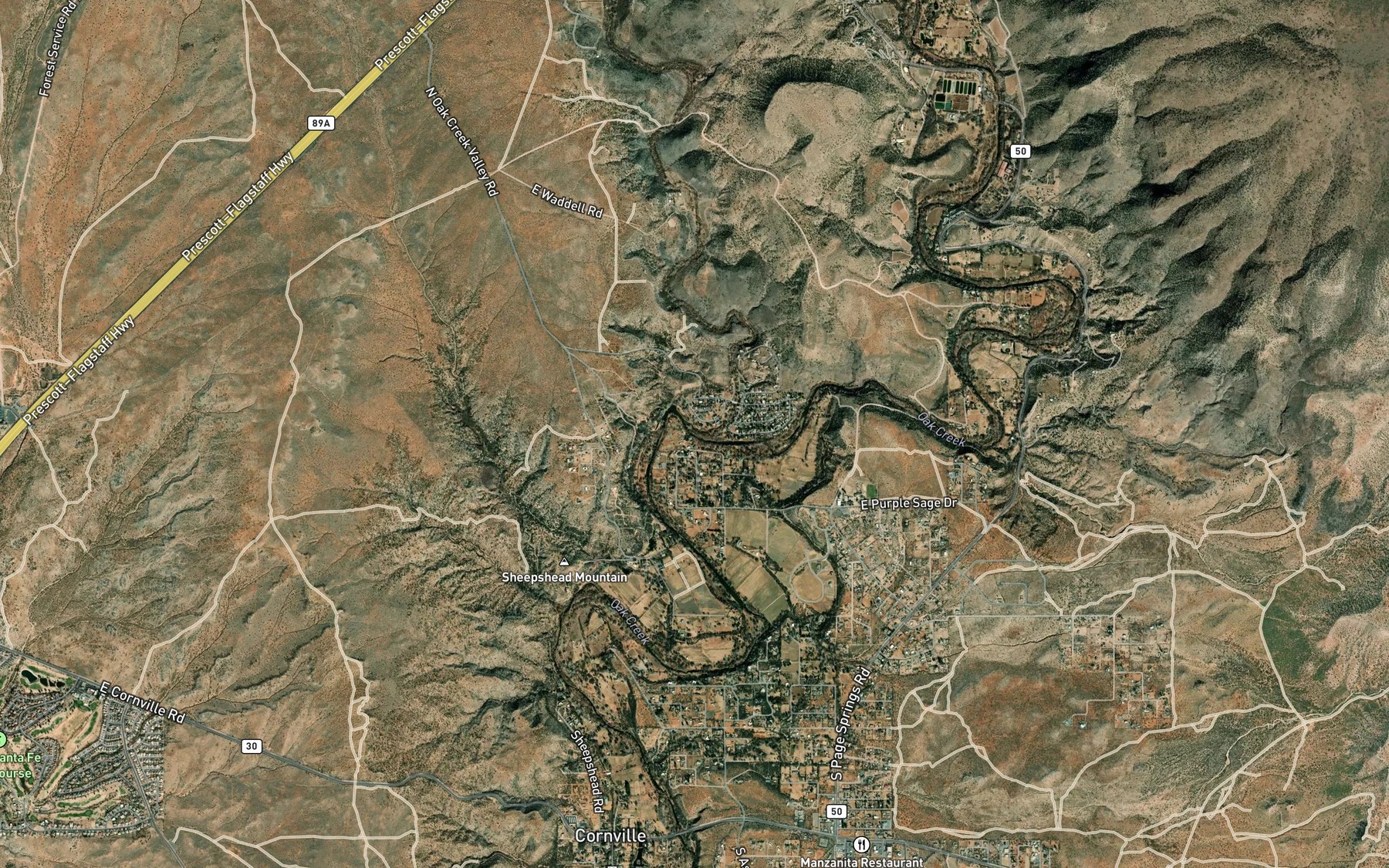 Satellite map of the Spring Creek
