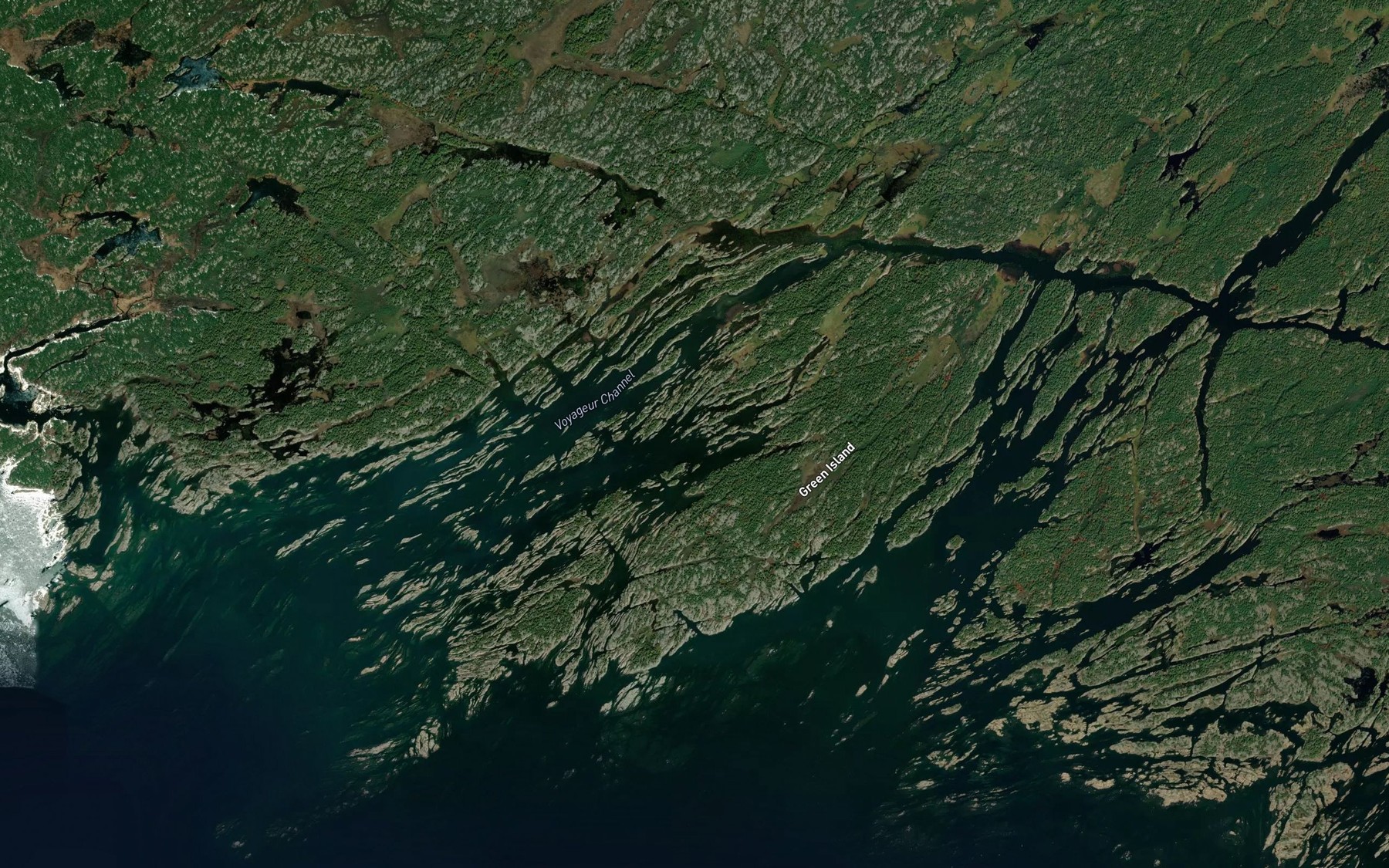 Satellite map of the Green Island Bay
