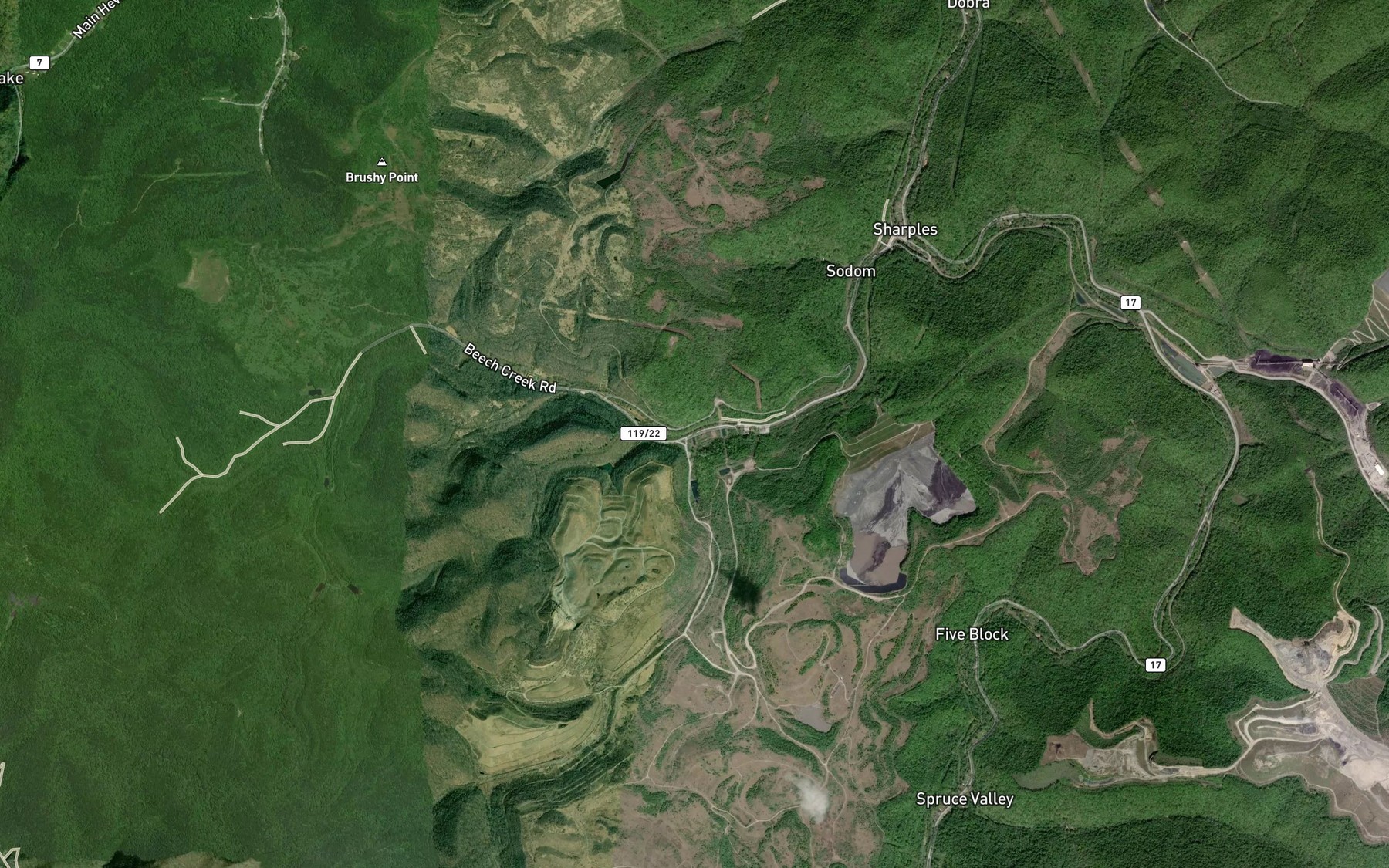 Satellite map of the Left Fork Beech Creek