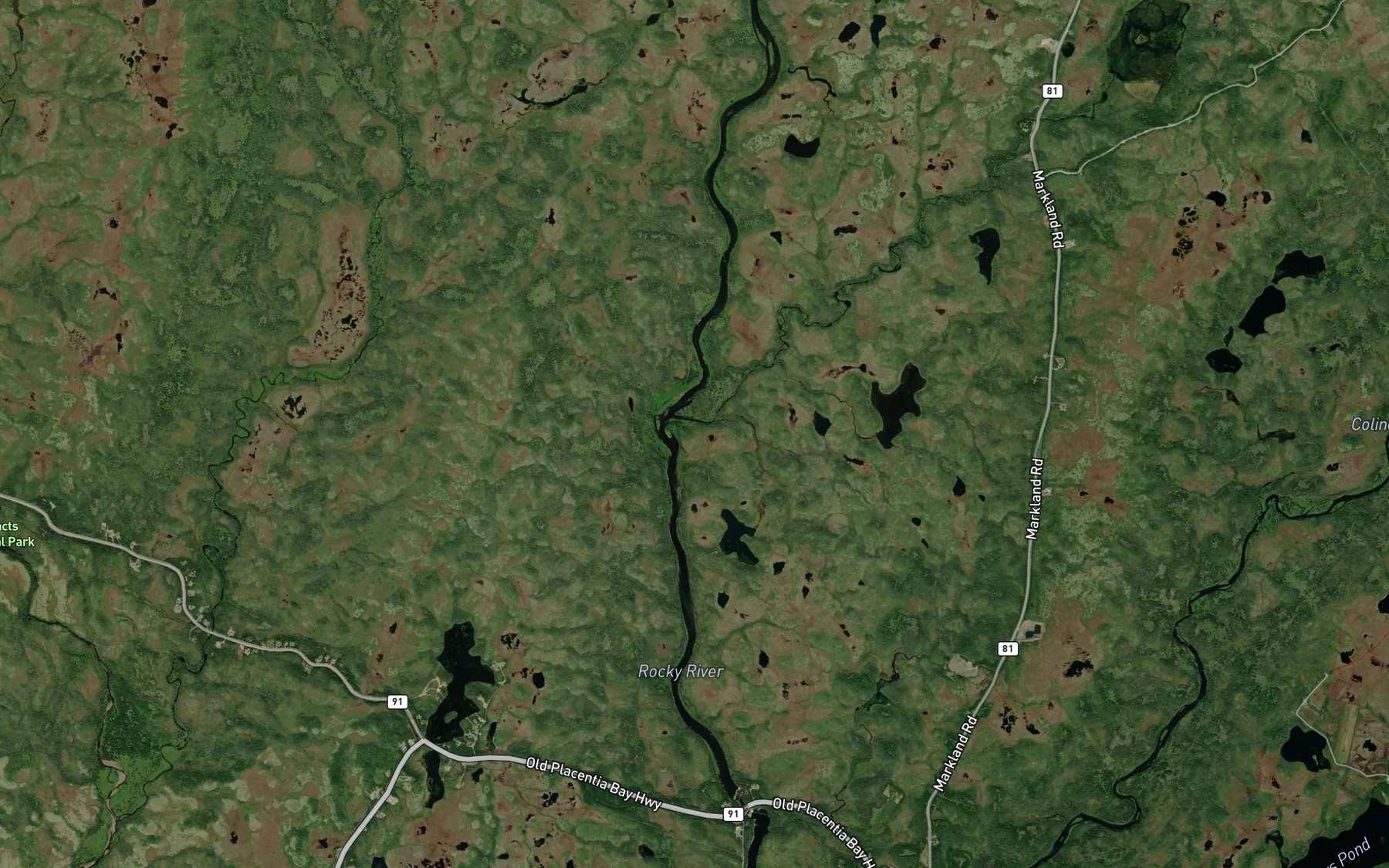 Satellite map of the Back River