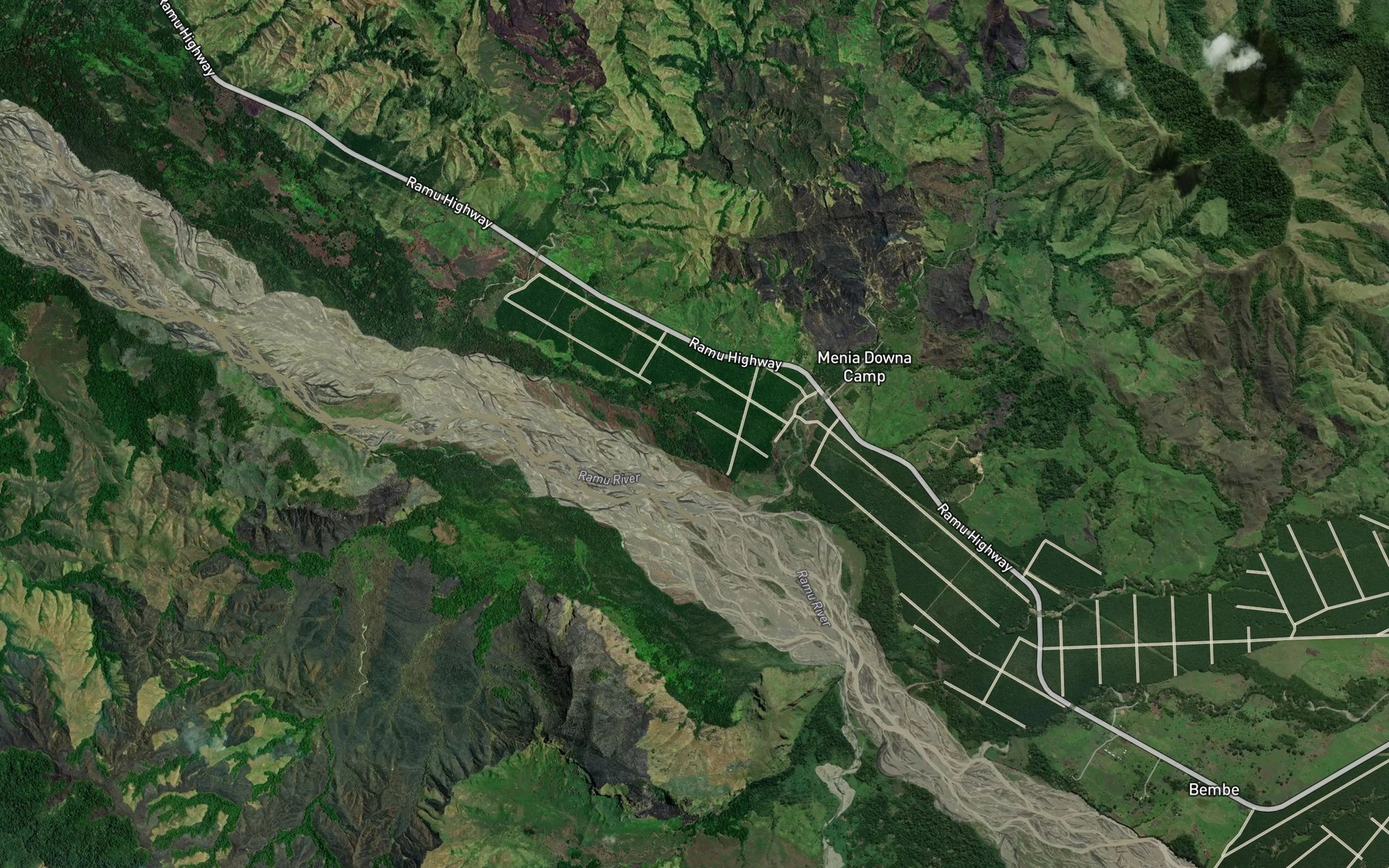 Satellite map of the Mene River