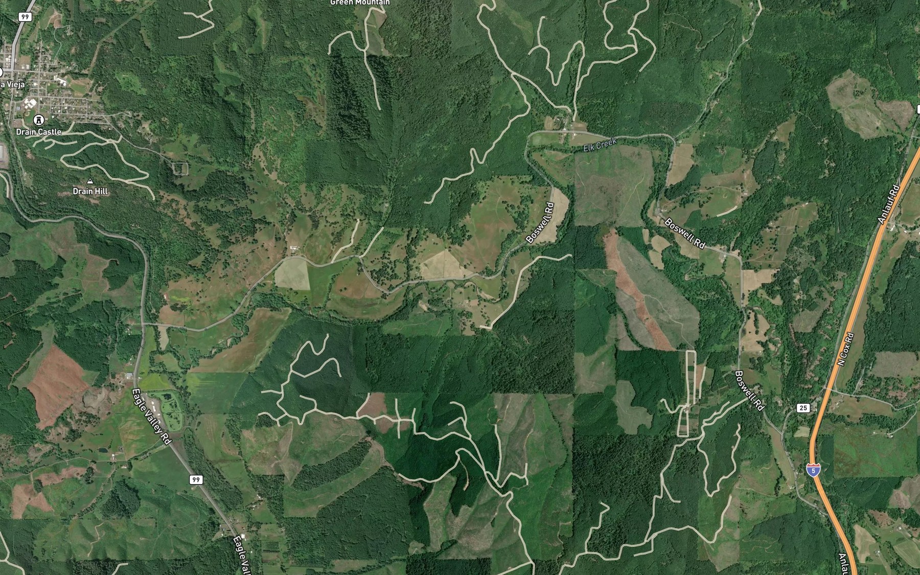Satellite map of the Asker Creek