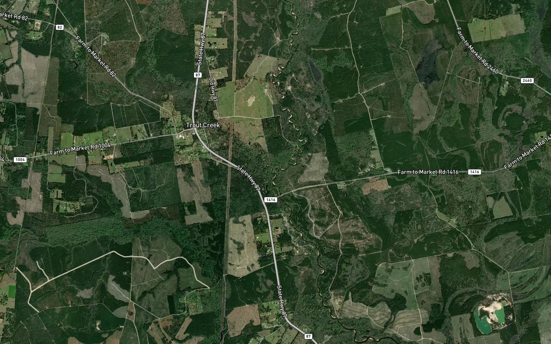 Satellite map of the Trout Creek