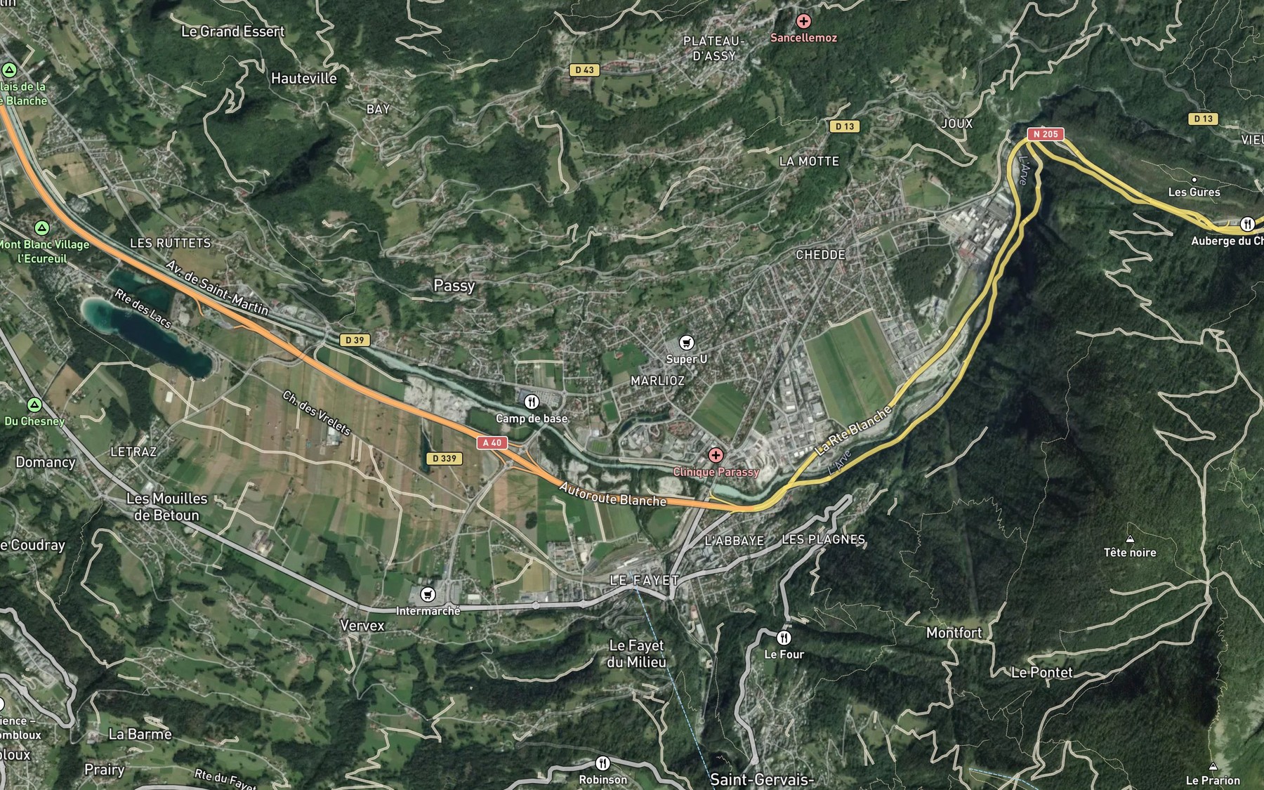Satellite map of the Torrent le Bon Nant