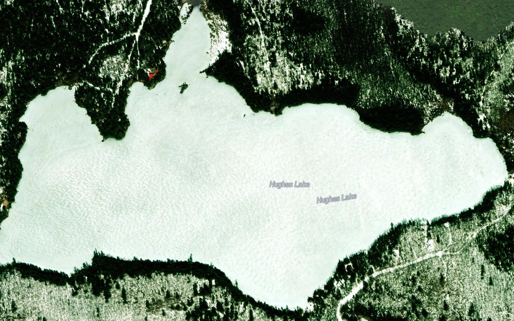 Satellite map of the Hughes Lake