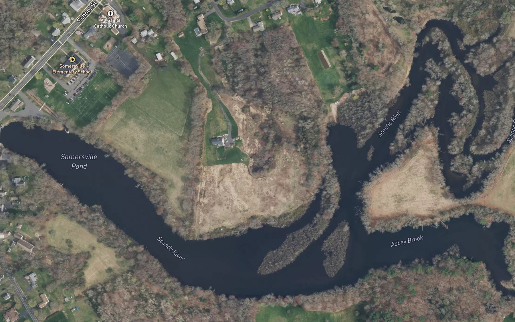Satellite map of the Somersville Pond