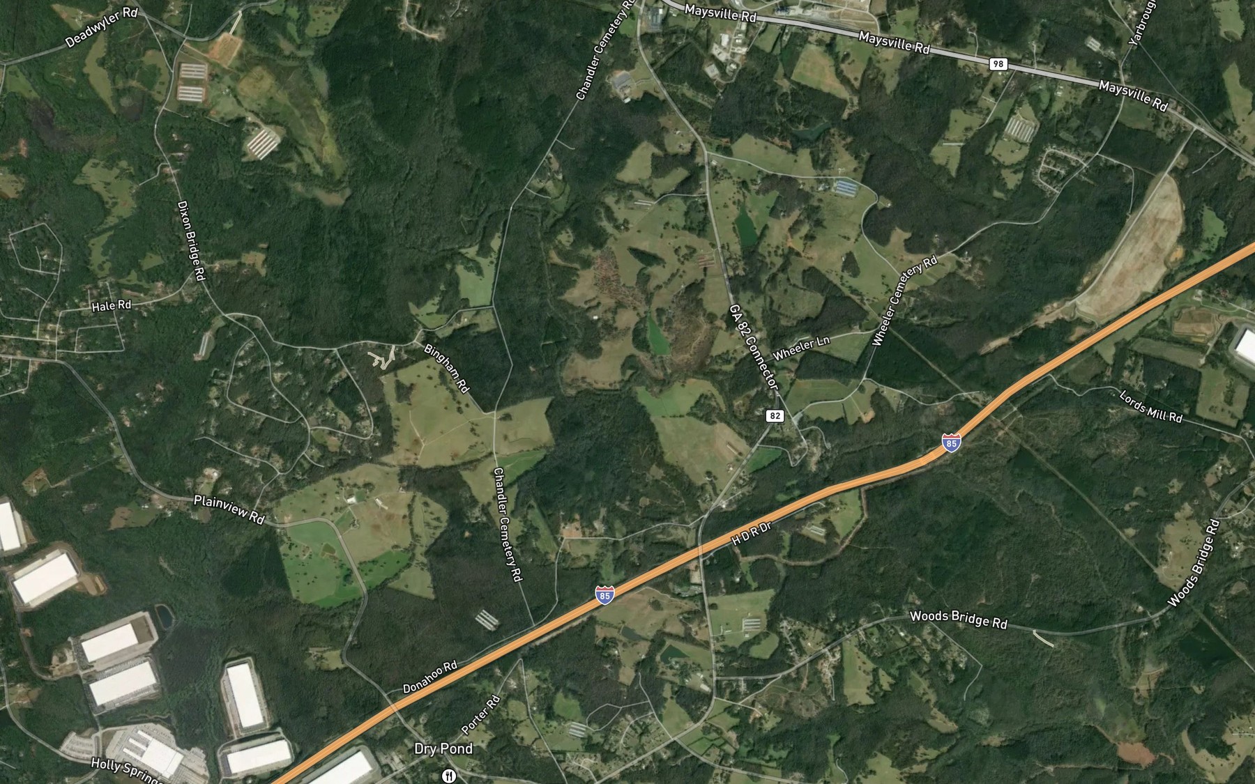 Satellite map of the Stockton Creek
