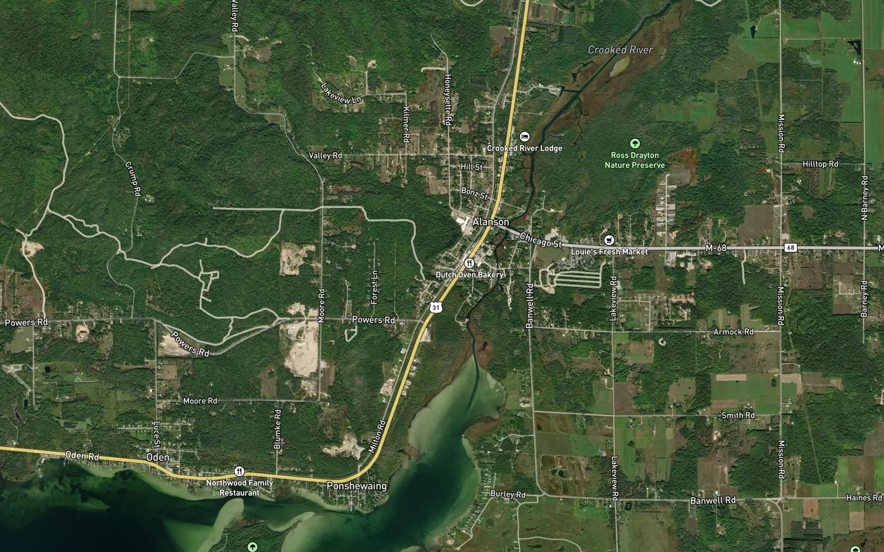Satellite map of the McPhee Creek