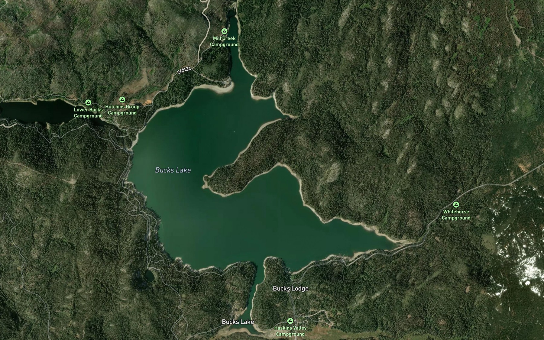 Satellite map of the Bucks Lake